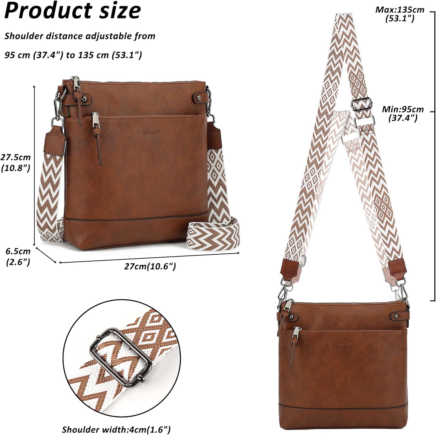 TANTOMI Vegan Leather Crossbody Bags for Women Hobo Travel Purse with Guitar Strap Trendy Women's Handbags with 6 Card Slots - Image 5