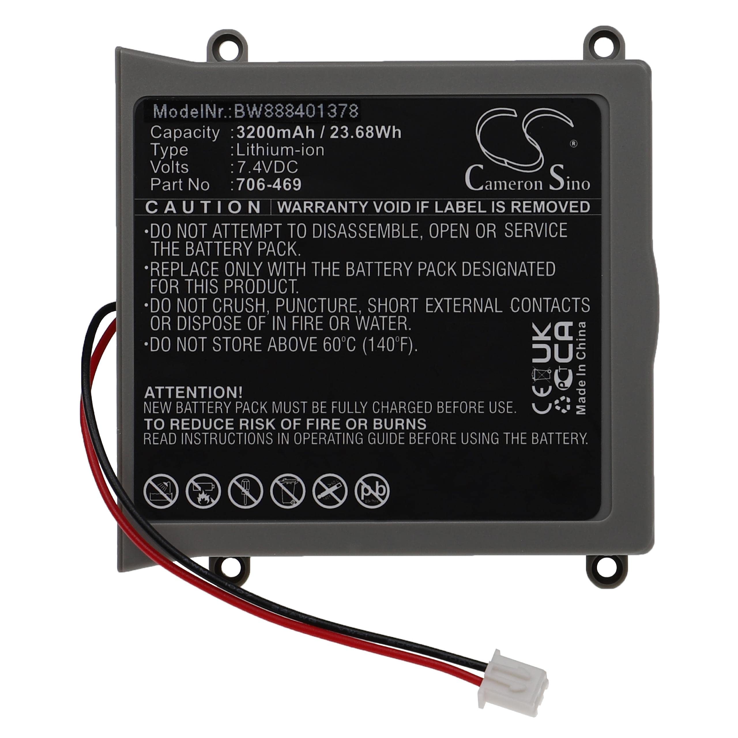 vhbw Batterie Remplacement pour PeakTech 706-469 pour Outil de Mesure (3 200mAh, 7,4V, Li-ION)