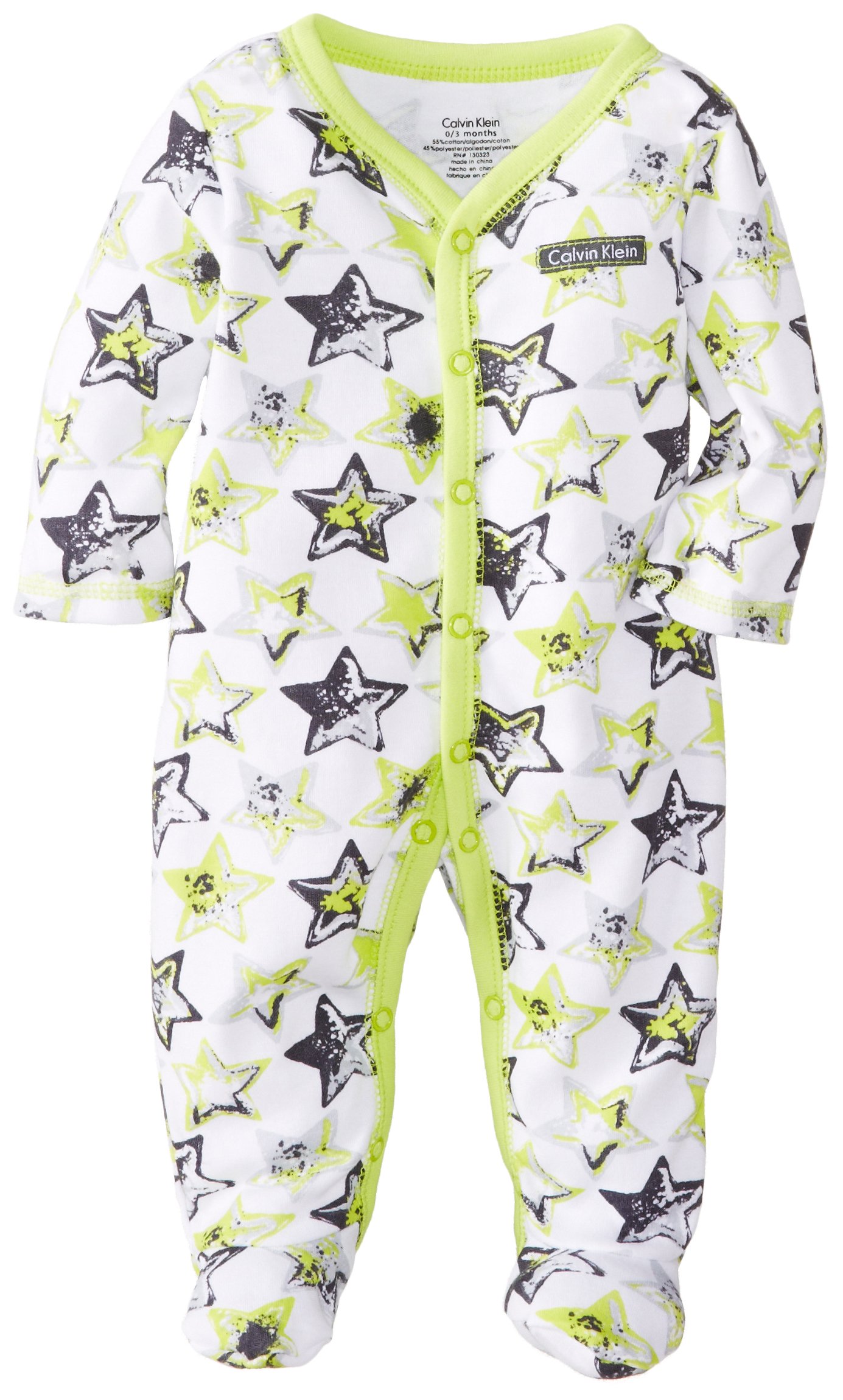 Calvin Klein Baby-Boys Newborn Lime Printed Stretchie