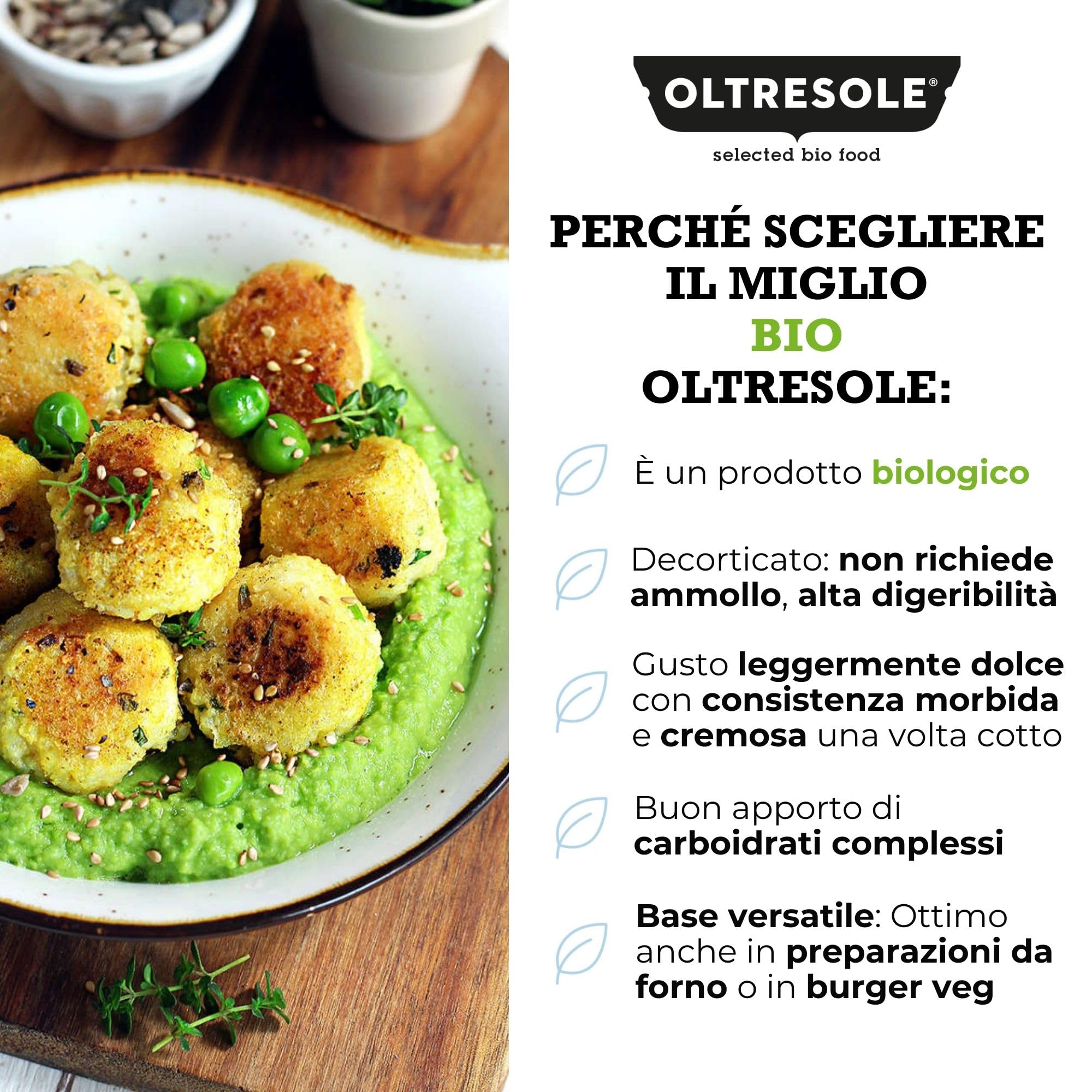 Oltresole, Miglio Decorticato Biologico 5 kg, Cereale Bio Ricco di Fibre e Minerali, Miglio Giallo in Grani per Uso Alimentare, Formato Convenienza