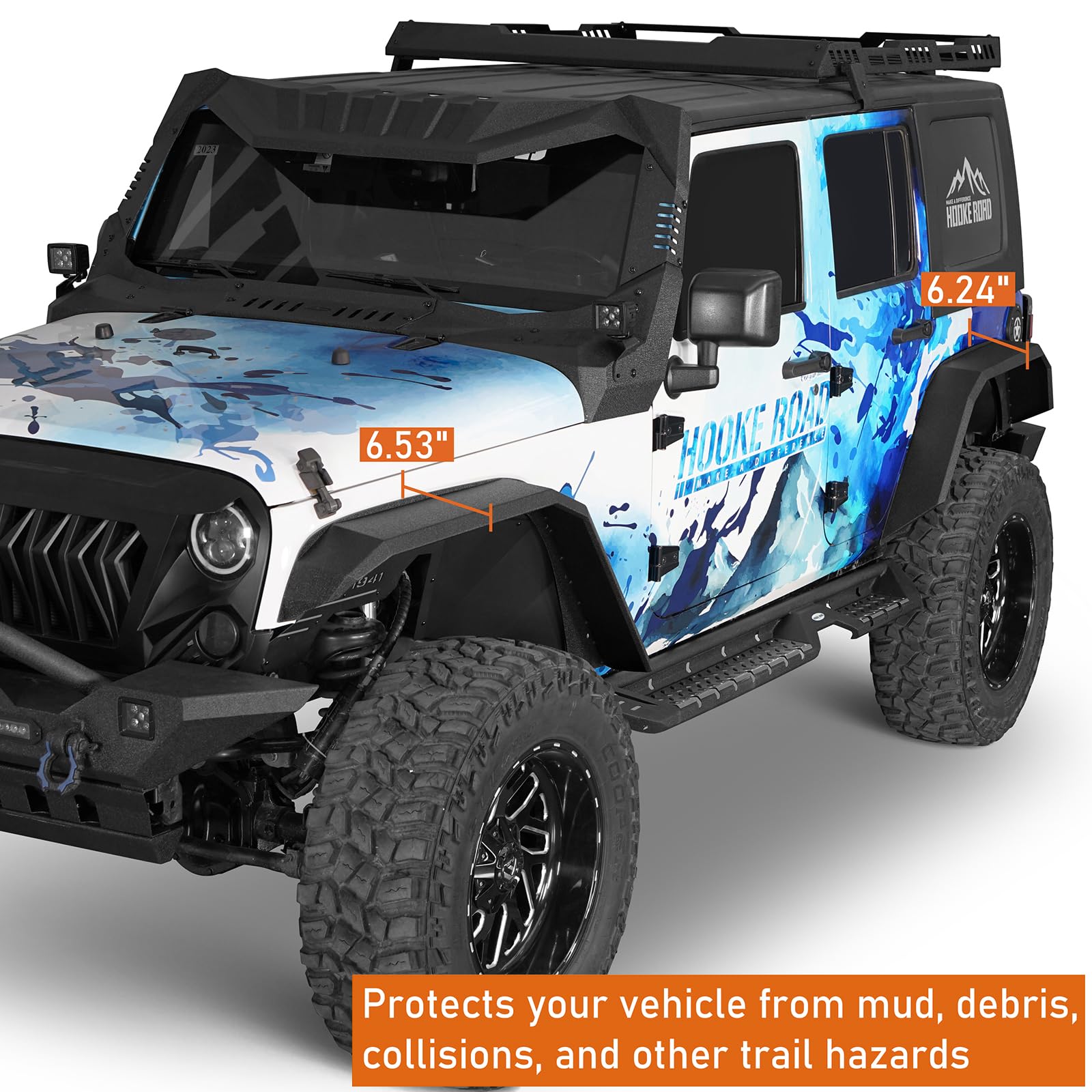 Amazon.co.jp: Hooke Road 強化フラットフェンダーフレア フロント