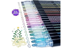 AKARUED 21-Color Super Squiggles Outline Markers for Glitter Glamour