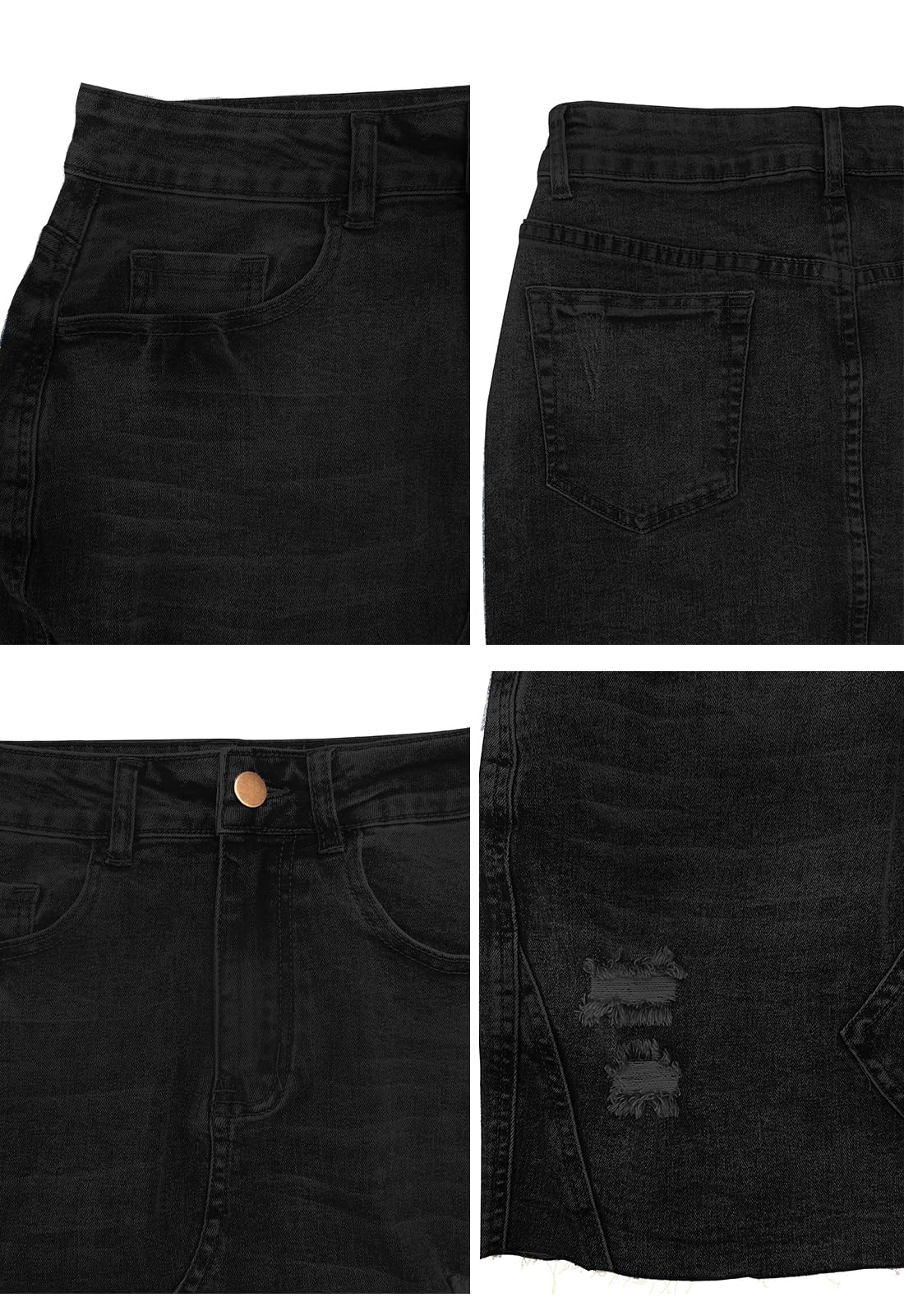 Alaster Queen Minigonna da donna in denim, a vita alta, elasticizzata, aderente, con tasche
