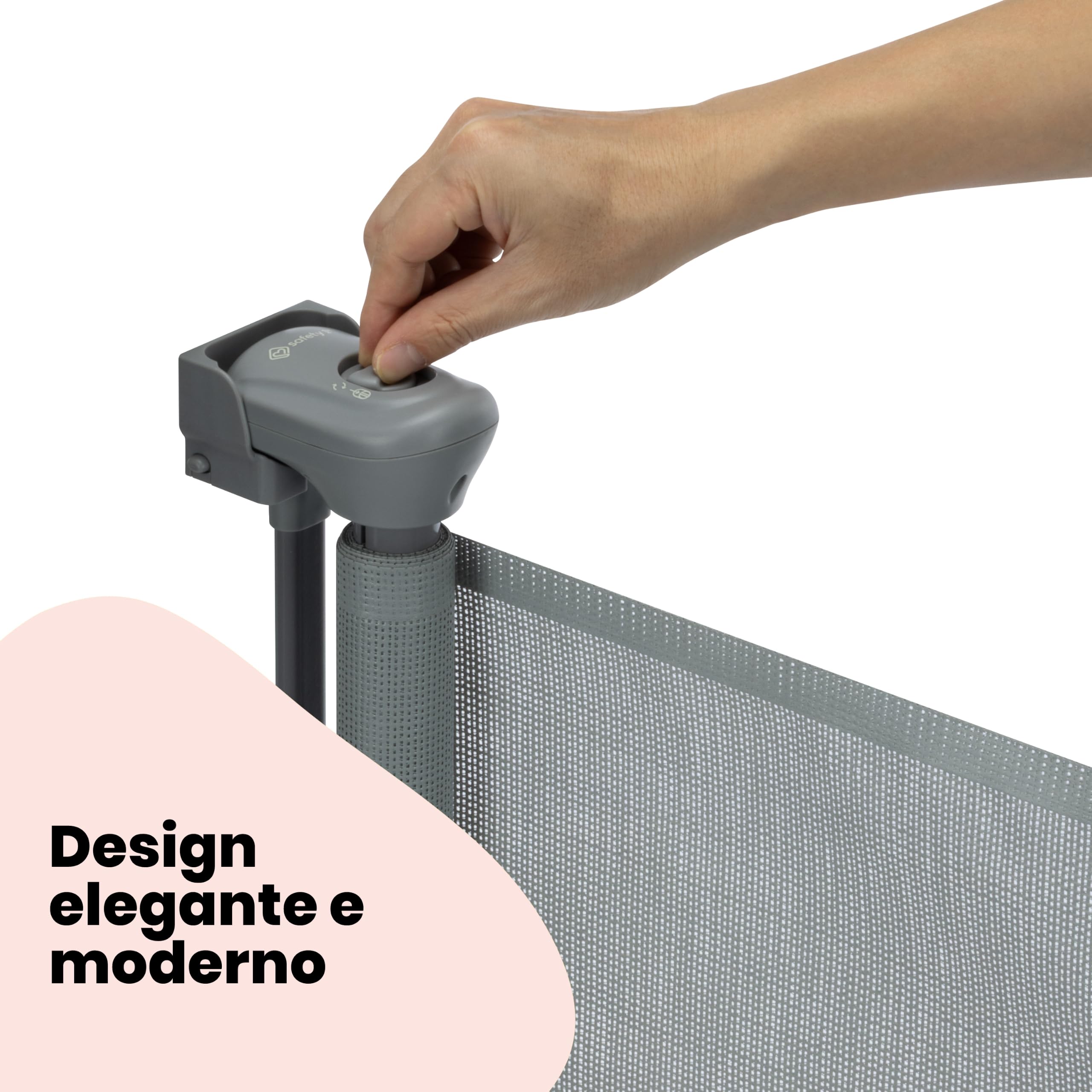 Safety 1st cancelletto estensibile 140 cm, Light Grey | Estensibile fino a 140 cm, cancelletto per bambini regolabile, doppio blocco, installazione rapida
