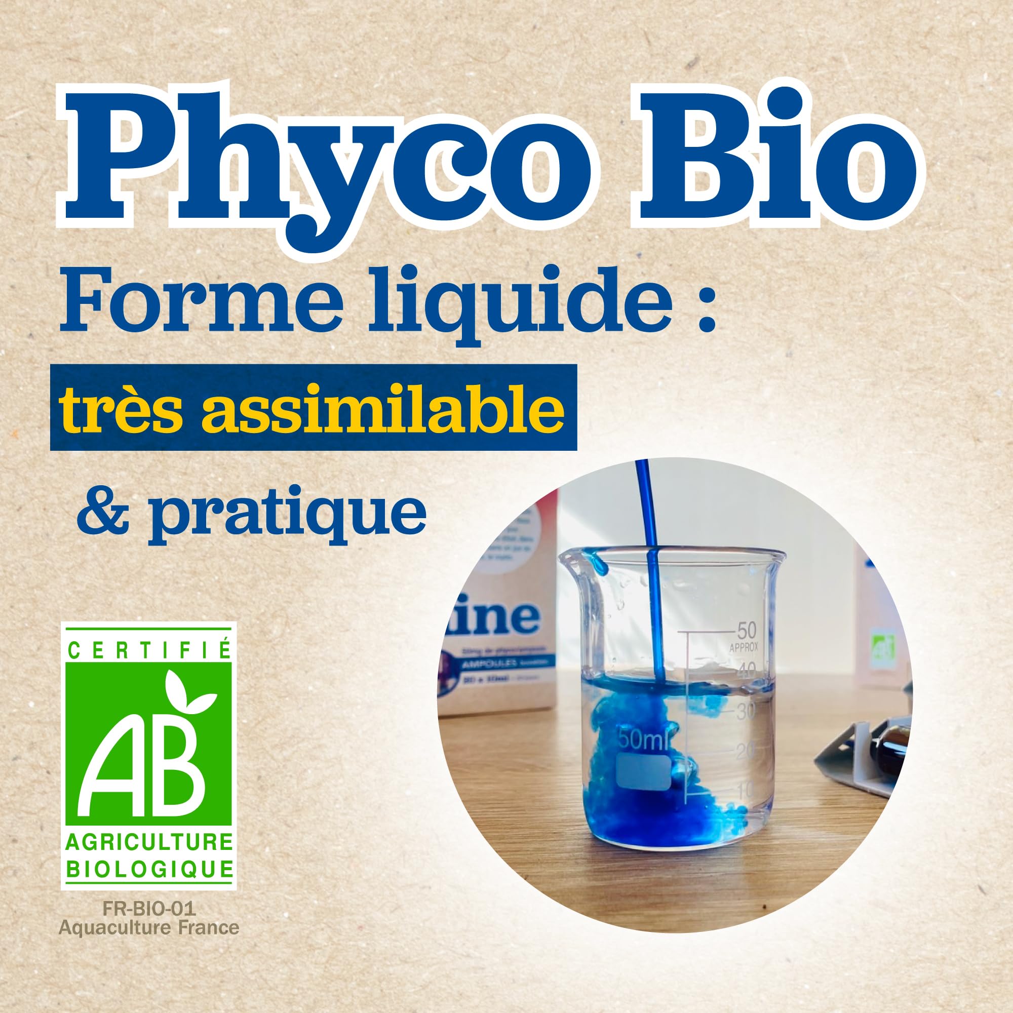 Phycocyanine Bio Française - Immunité & Récupération - 20 Ampoules 5 000 mg/l - Spiruline Paysanne Provence - Solis Culturae