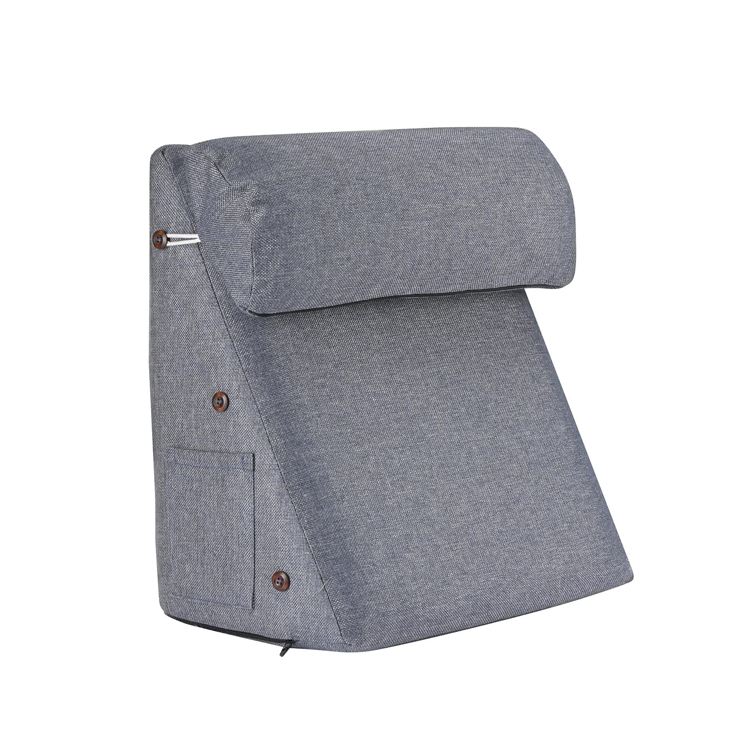 Wakefit Adjustable Wedge Pillow | Prevents Acid Reflux & Snoring | Made of Memory Foam with Adjustable Micro Fiber for Neck and Back Support| Soft Washable Cover | Blue