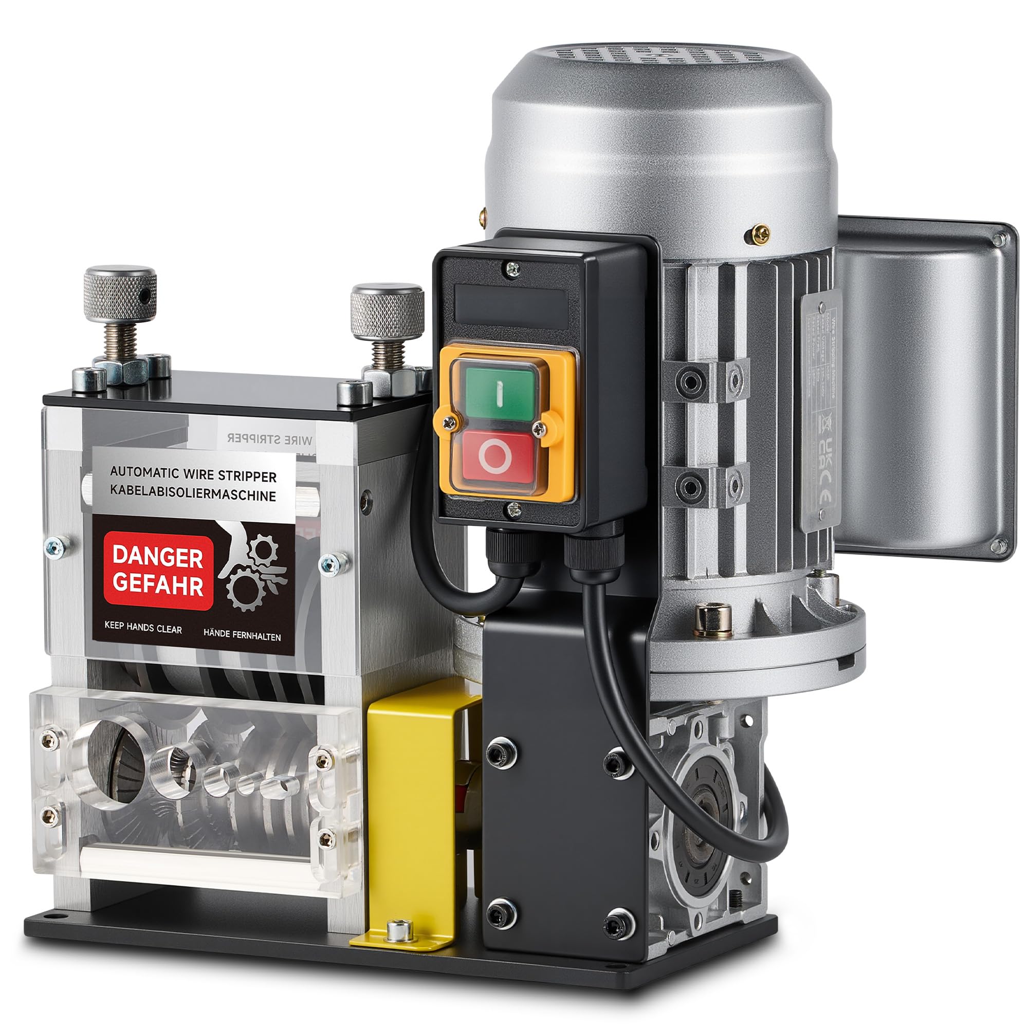 CREWORKS Elektrische draadstripmachine, 8-kanaals automatische draadstripper voor koperdraden van 1,5 tot 17 mm, elektrische kabelstripper met 5 messen en volledig koperen motor