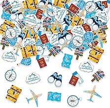100 Pieces Tourist Adventure Around the World Confetti Paper Table Decoration Blue Adventure Theme for Birthday Wedding Party