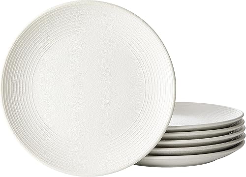 S&Q'S CERAMICS Juego de 6 platos llanos de cerámica de cerámica de 10 pulgadas, platos de diseño moderno para cocina, restaurante, microondas, horno