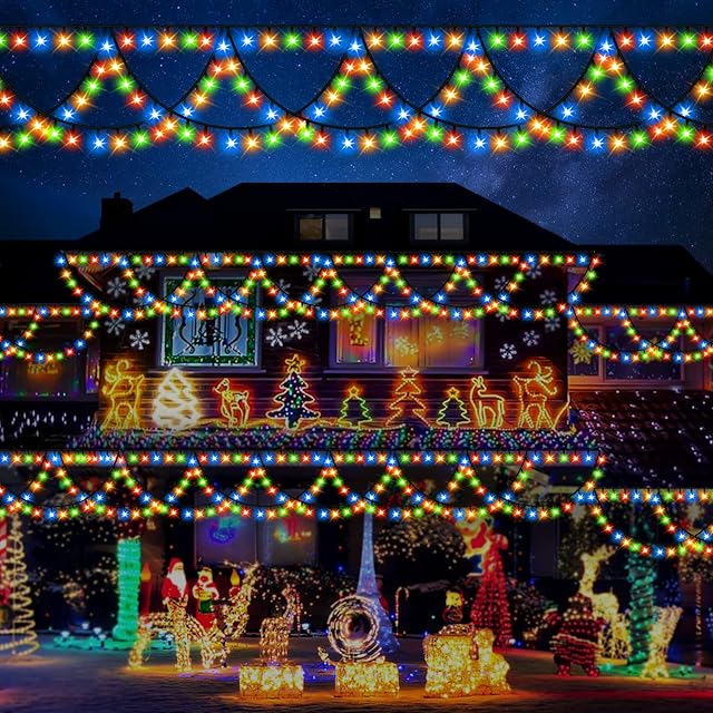 WUJUN 380 LED Christmas Lights Outdoor,40Ft Christmas Decorations Outdoor Indoor String Lights,11 Modes Exterior Christmas Lights Waterproof Xmas Lights for Party Home Decor (Multicolor)