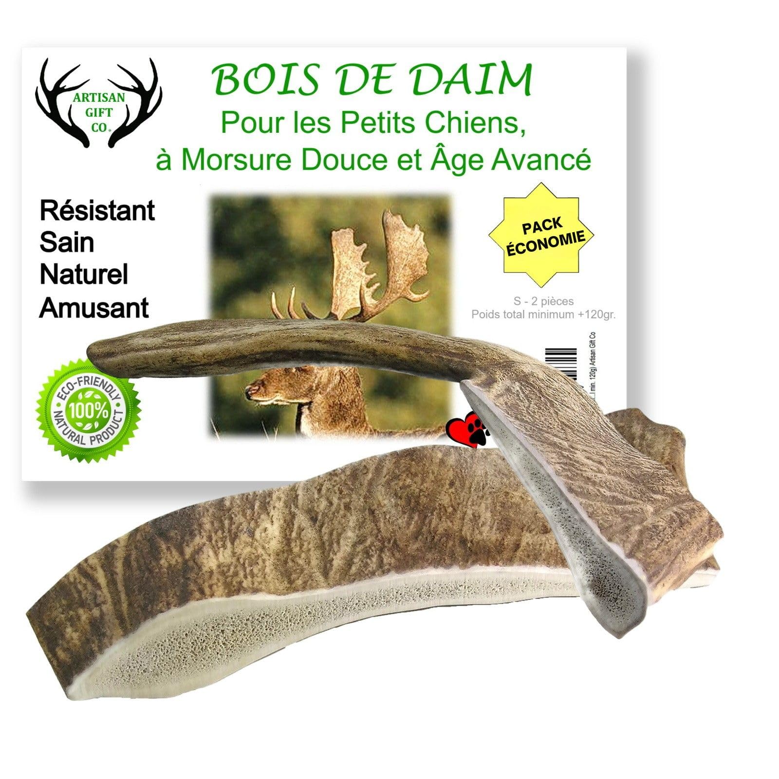 Bois de Daim, Taille S - 2, (120 g) | Cornes Naturelles pour Chiots et Chiens a Mâcher
