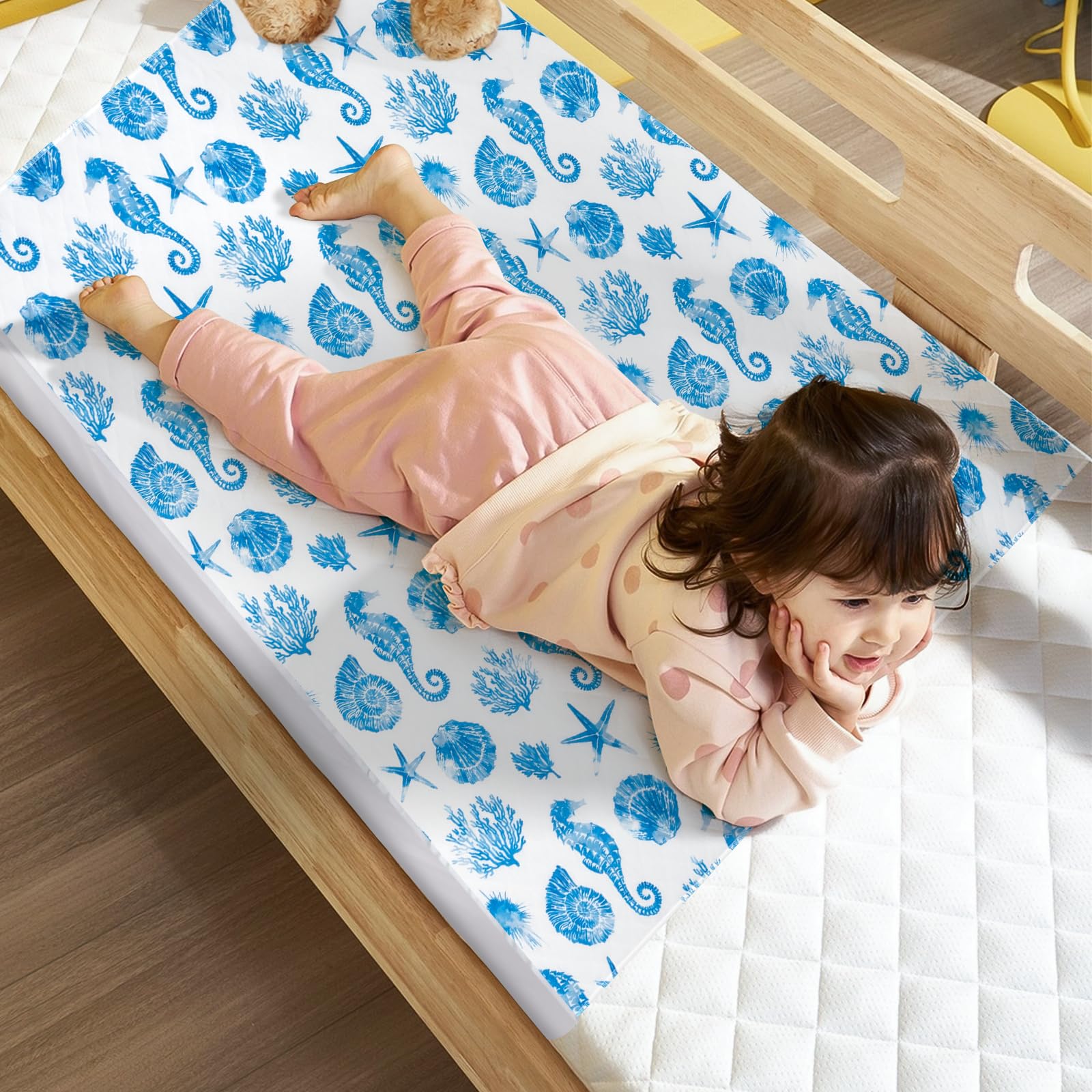 MOEMOE BABY Waterproof Potty Training Bed Pads, No-Slip Absorbent Toddler Mattress Protector Pee Pads for Kids Nighttime Potty Training & Bedwetting