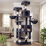 AMHANCIBLE Tall Cat Tree, 70 Inch Cat Tower for Indoor Cats, Multi-Level Cat Tree with Scratching Post, Hammock, Hanging Basket, Large Cat Condos for Adult Cats Kittens, Beige, PT18BG