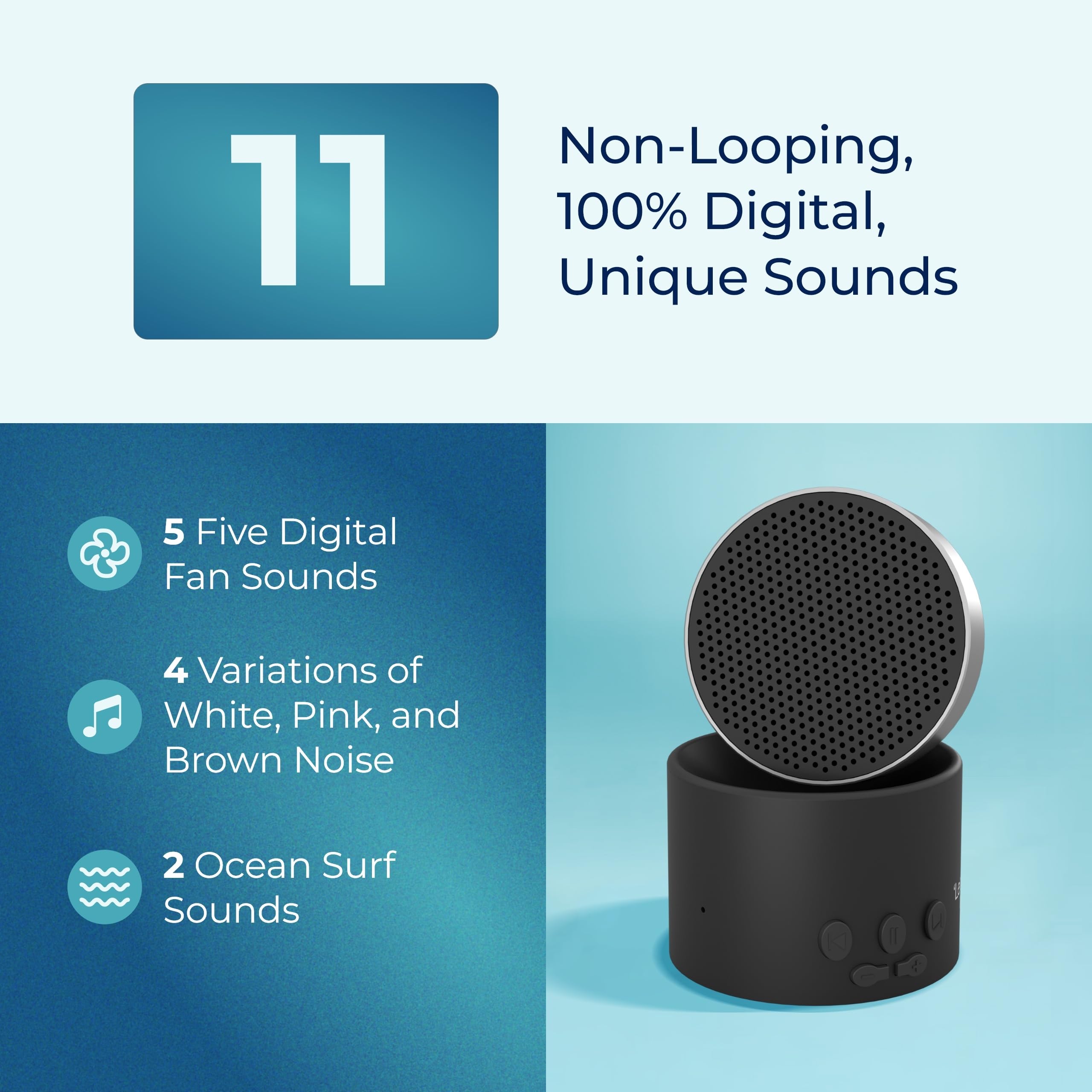 Lectrofan Micro2 Portable White Noise Fan Sound Machine Bluetooth Noir