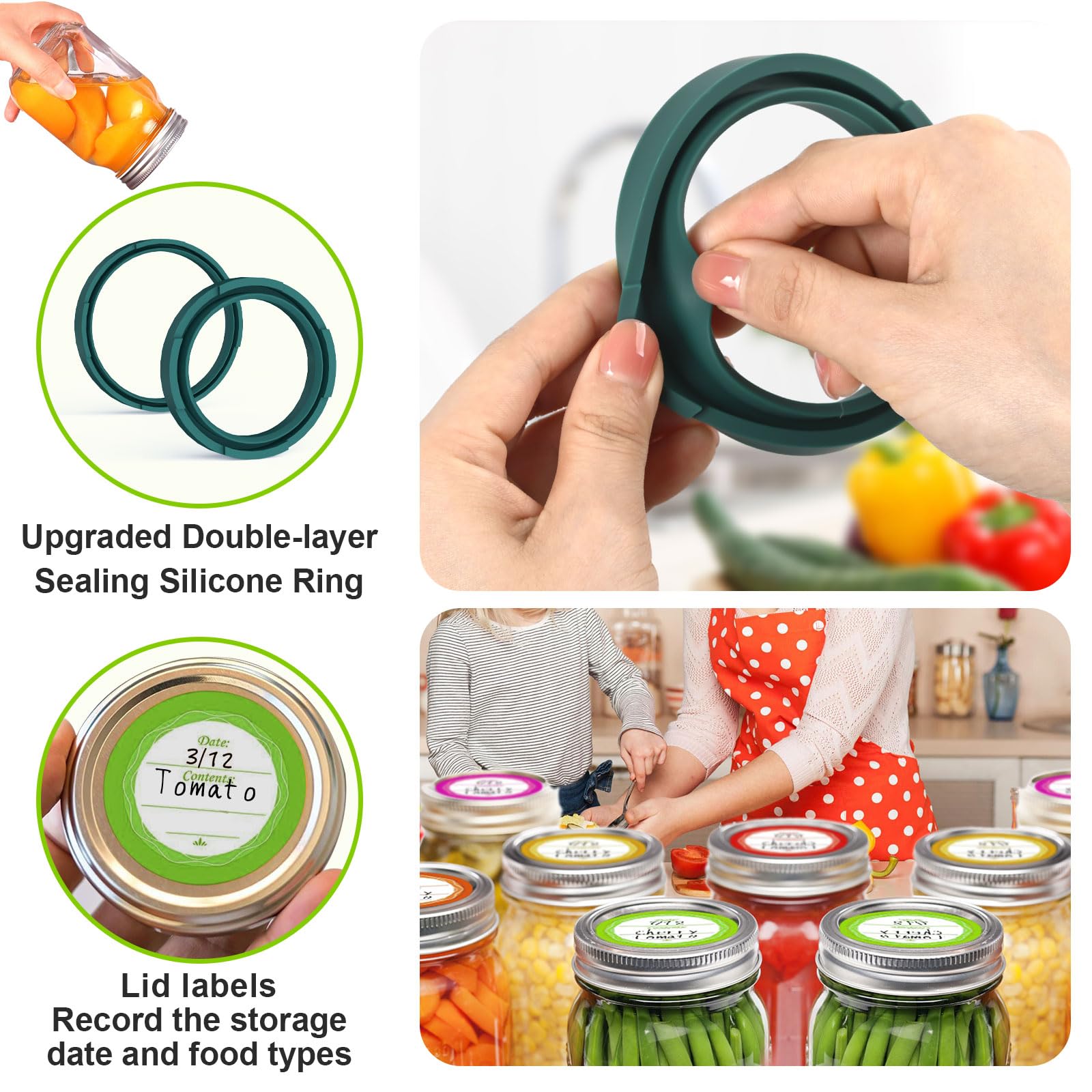 UNERVER M11 Mason Jar Kit de scellage sous vide pour bocaux à ouverture large et régulière