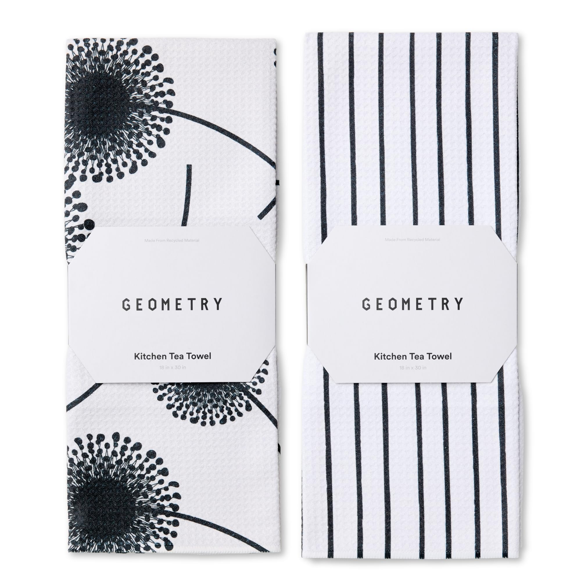 GEOMETRY Paño de cocina – Paños de microfibra de secado rápido para secado de cocina – Toalla de secado rápido de alta calidad – Lino + Full Bloomed (juego de 2 unidades)
