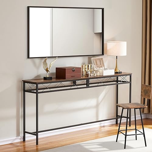 Miniatura 45 de VECELO Mesa estrecha de 39.4 pulgadas para sofá/consola con estación de carga, toma de corriente y puertos USB, para entrada, sala de estar,