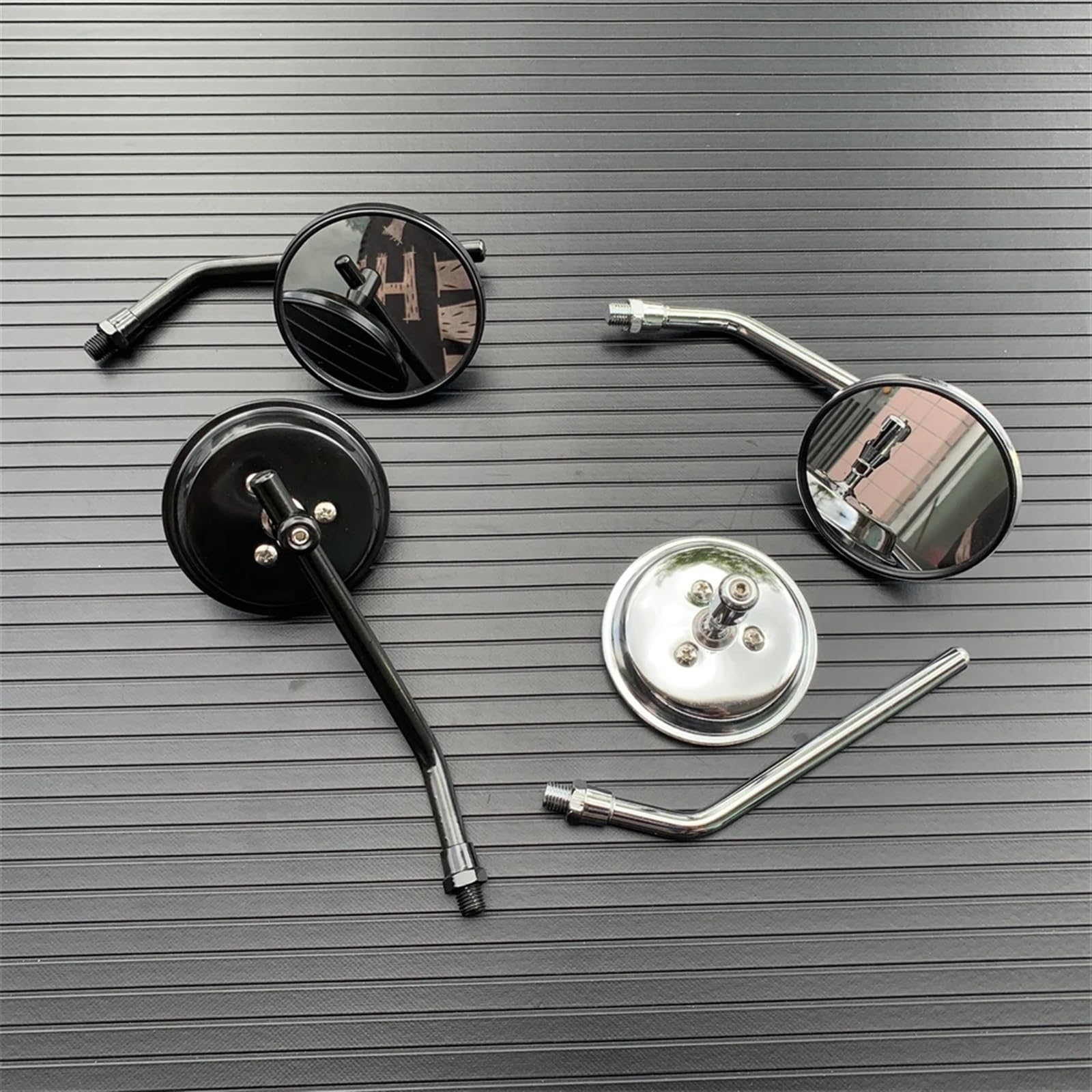 Espejos Moto Homologados Espejos Retrovisores Universales Redondos Retro Modificados Moto Para Cafe Racer Espejo Retrovisor Lateral Para Motocicleta Con Tornillos 10 Mm Geevorks(Chrome)