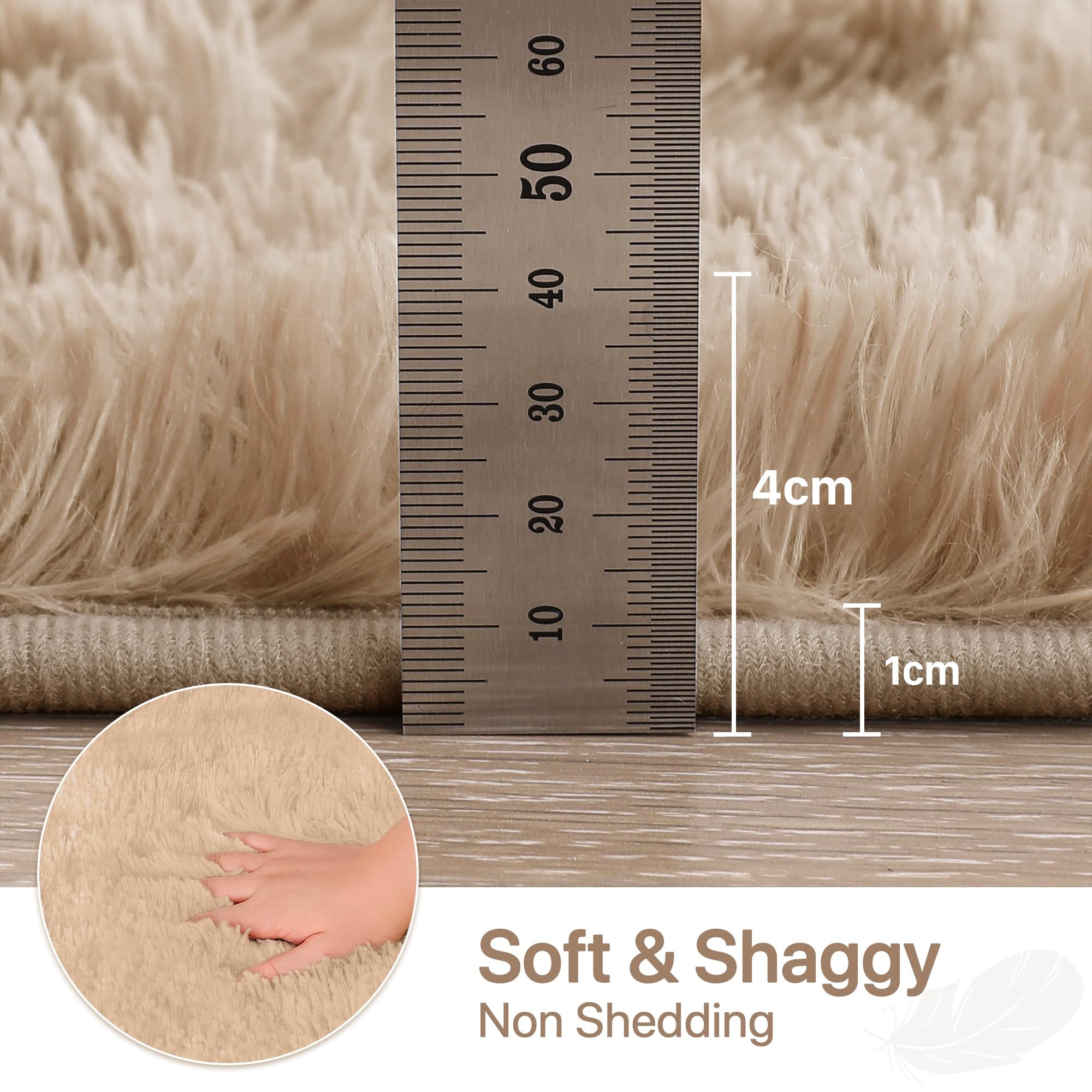 BEIMO Fluffy Faux Fur Bedside Rug 60x110cm, Soft Shaggy Rugs for Bedroom High Pile Rugs, Non Shedding Plush - Image 2