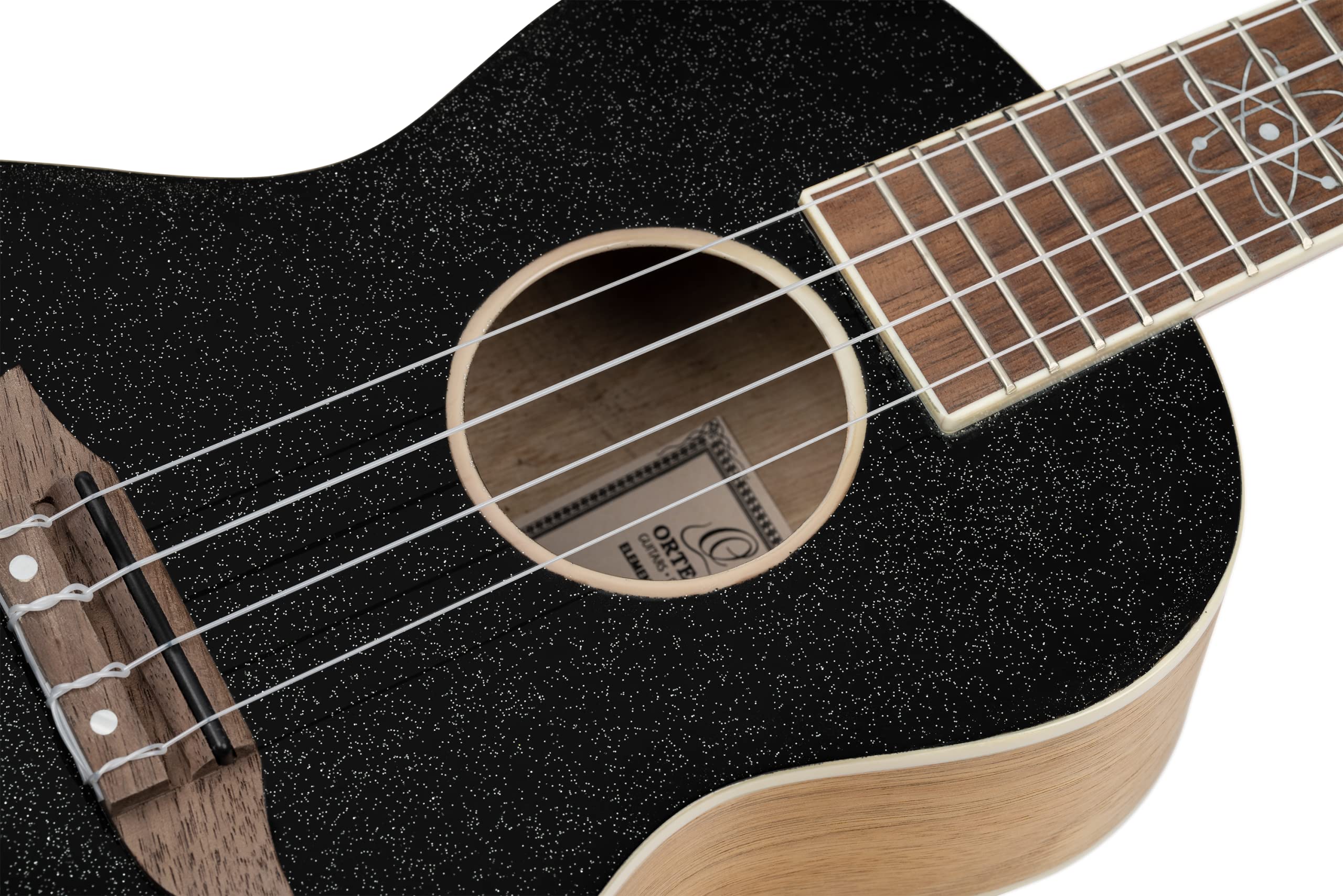 Ortega Guitars Ukulélé Concert Acoustique – Série Element – Housse Incluse – Épicéa, Noir (RUEL-MBK)