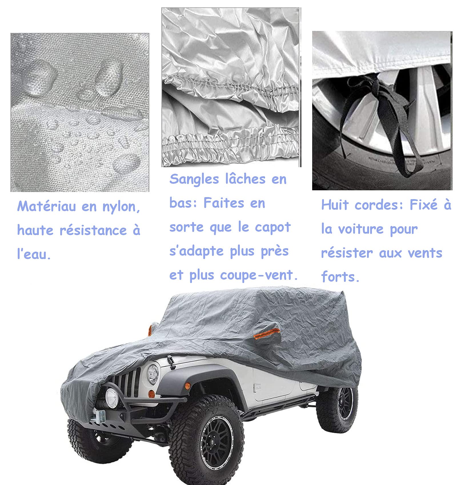 Big Ant Housse Impermeable Wrangler 2 Portes - Protection Tous Temps Orange Et Noir