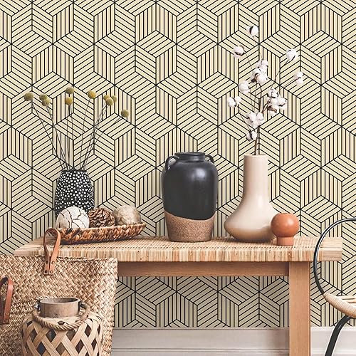 Miniatura 8 de MelunMer Papel tapiz geométrico marrón para despegar y pegar, extraíble, autoadhesivo, 118 pulgadas de largo, 17.7 pulgadas de ancho, papel tapiz