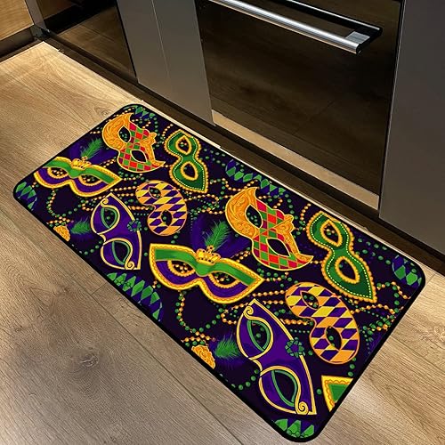 Tapete para el día de San Valentín, Mardi Gras, para cocina, decoración de cocina, antideslizante, 2 tapetes de bienvenida, alfombras de porche, 16