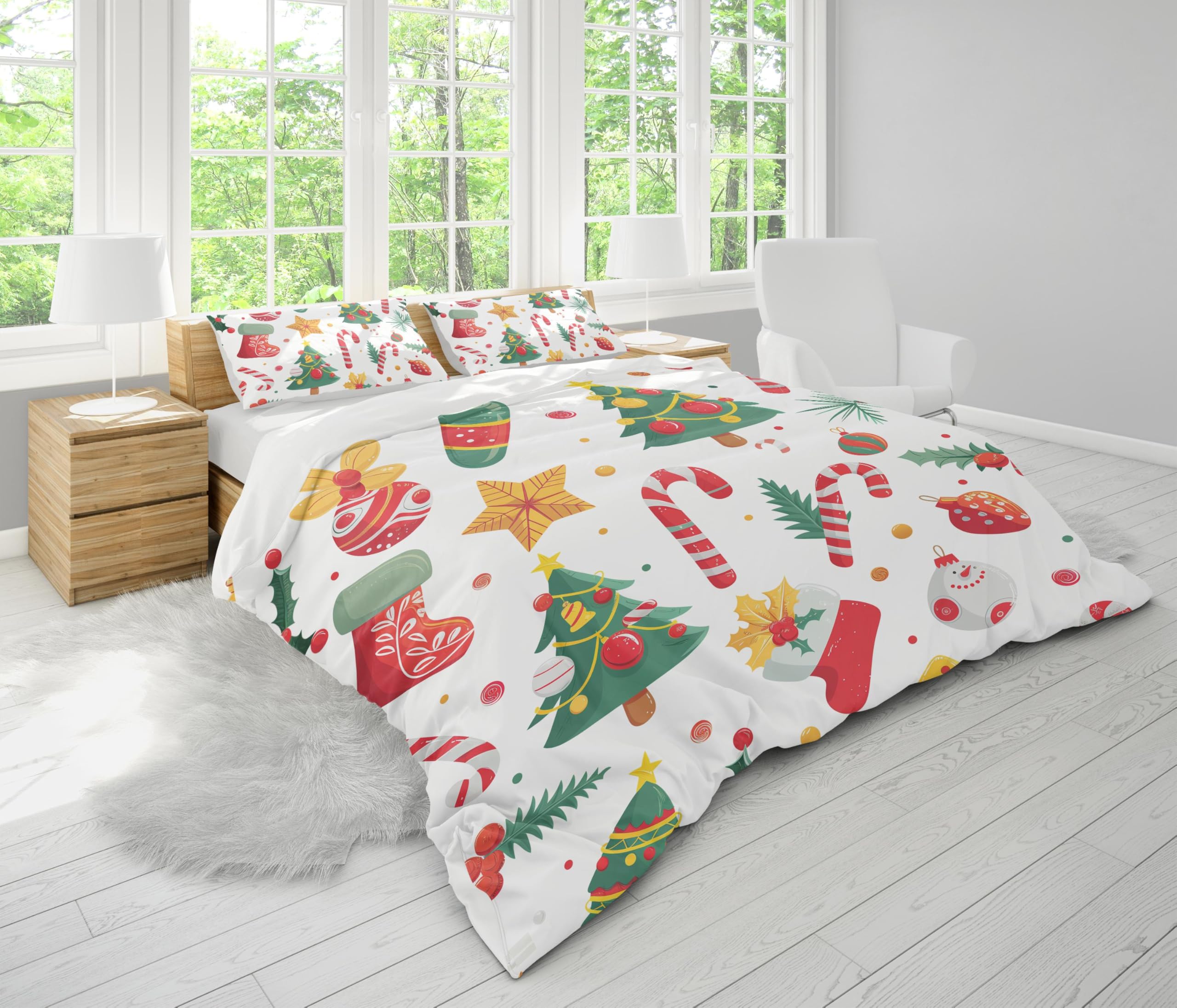 Housse de couette de Noël douce 230 x 260 cm pour remplacer les draps rêches