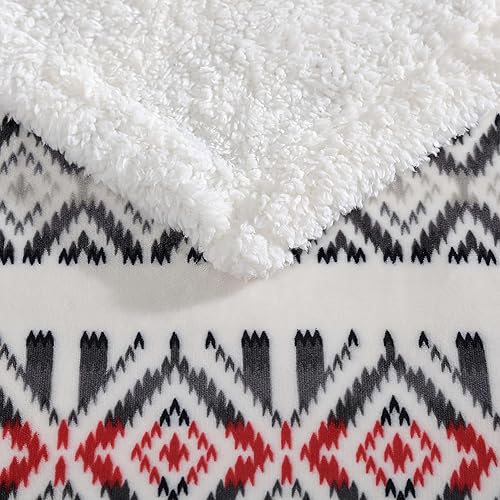 Miniatura 4 de Eddie Bauer Ultra-Plush Collection Manta reversible de forro polar, suave y acogedora, perfecta para cama o sofá, color rojo de montaña