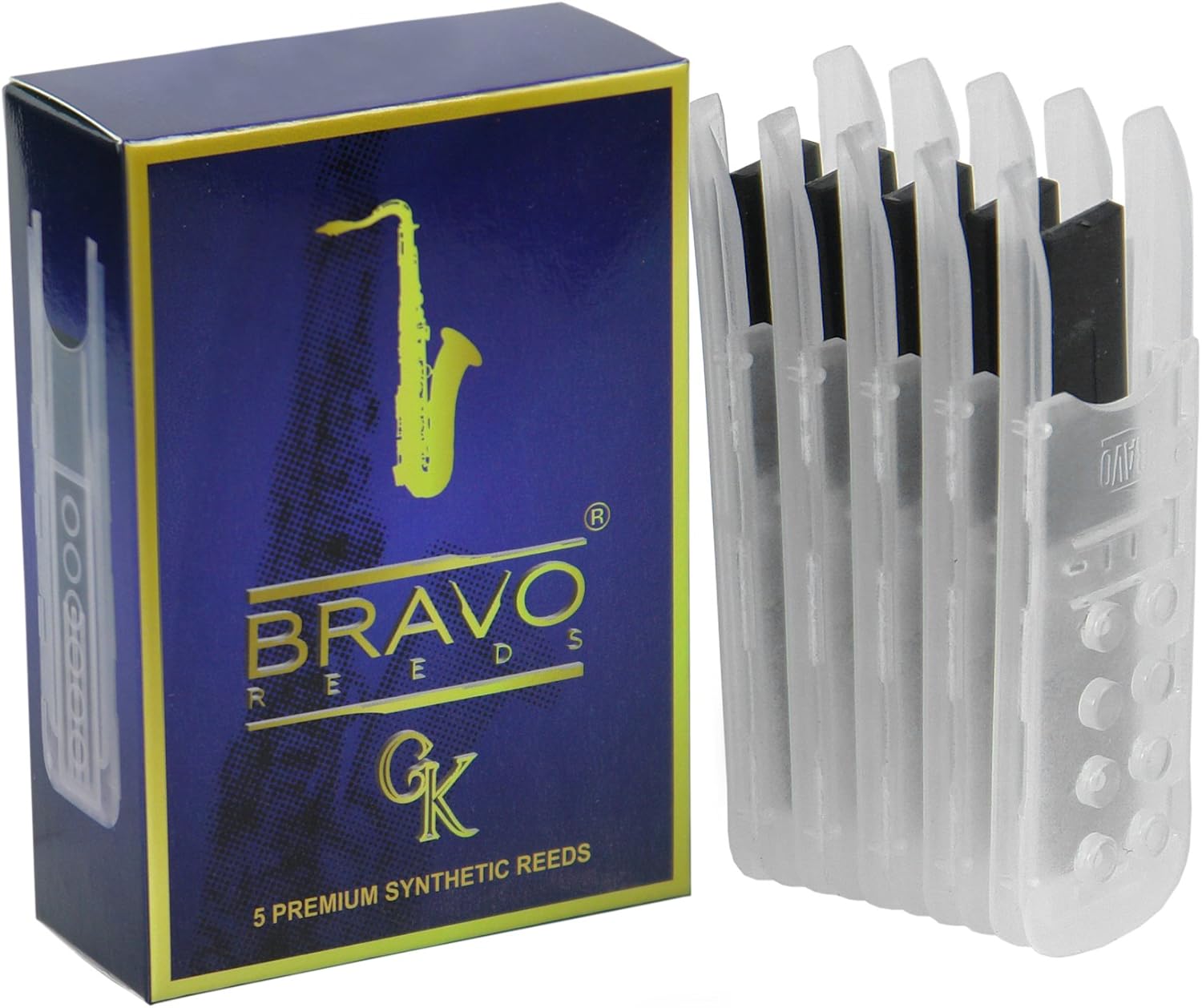Bravo BR-TS35 Synthetic Reeds for Tenor Saxophone, Strength 3.5 (Box of 5)