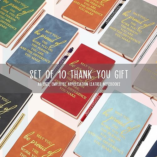 Miniatura 7 de Ireer Juego de 10 cuadernos de agradecimiento con bolígrafos, regalos de agradecimiento al equipo a granel para empleados, profesores, enfermeras,