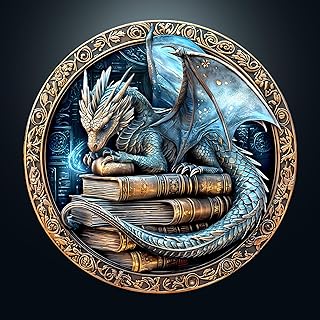 Puzzle 1000 Pieces Adults, Classic Puzzles Rounds, Blue Books Dragon, 67.5 x 67.5 cm Jigsaw for Adults, Blue Paper Card, Irregular Unique Puzzle for Family Friends