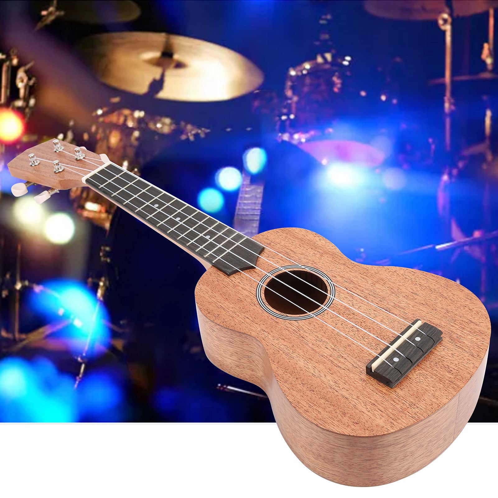 Ukelele de caoba para principiantes con bolsa de viaje y afinadores cerrados para aprender música, un instrumento musical de tamaño soprano de 21 pulgadas que crea un