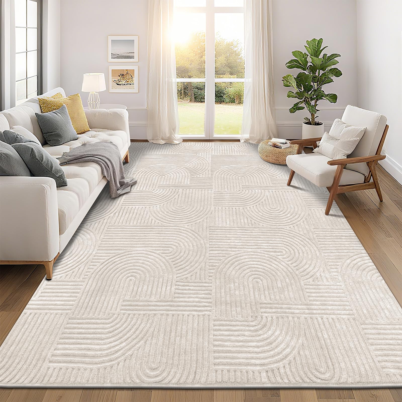 Pauwer 9x12 Beige Boho Rug