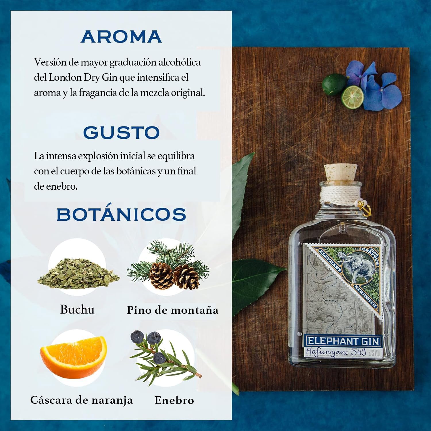 Elephant Gin Navy Strength – Alta Graduación, Ginebra Potente, Gin Intenso para Cócteles, 500 ml