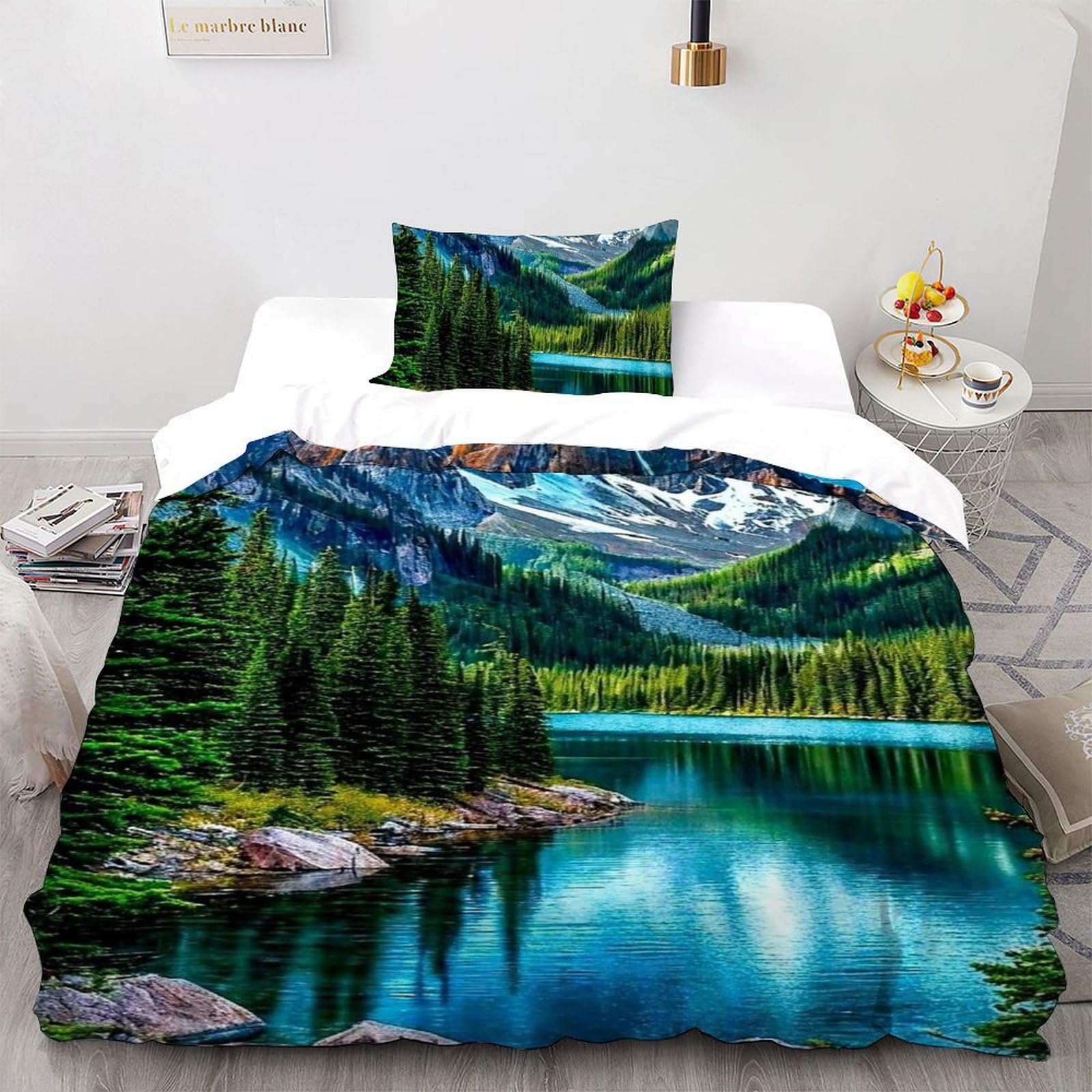 Housse de couette animal sauvage 2 pièces avec taie d'oreiller lit simple 135x200