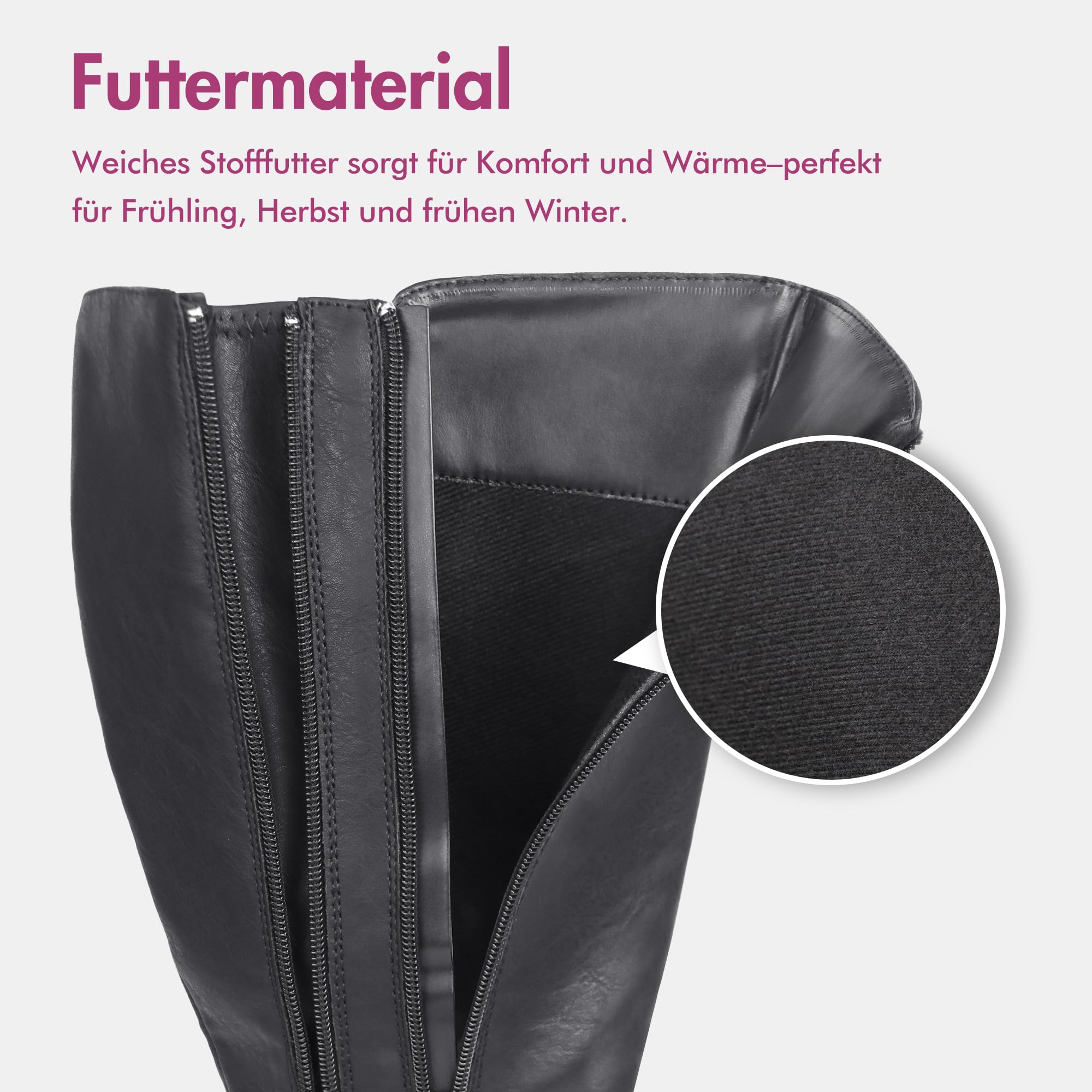 Hawkwell Bottes d'équitation hautes à double fermeture éclair pour femmes, mollet large
