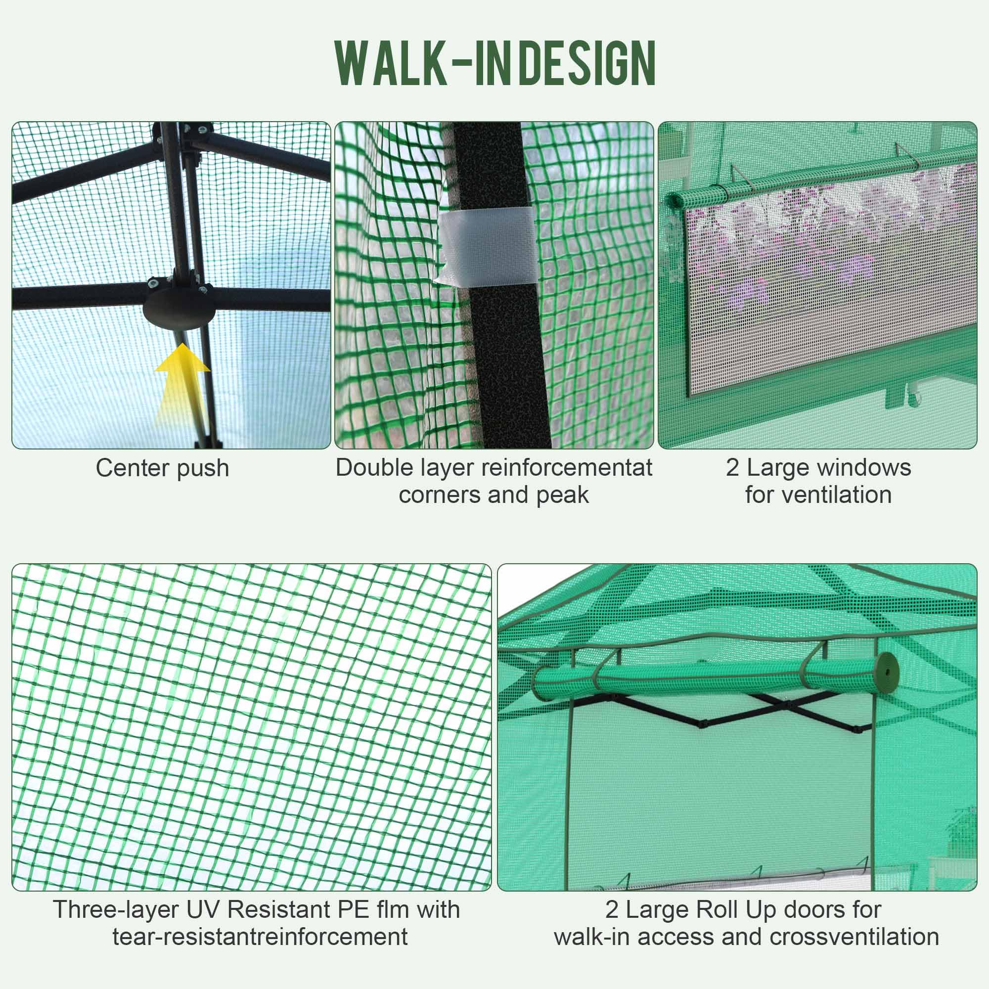 Serra con 8 ripiani e copertura in PVC per interni ed esterni (4 ripiani trasparenti)