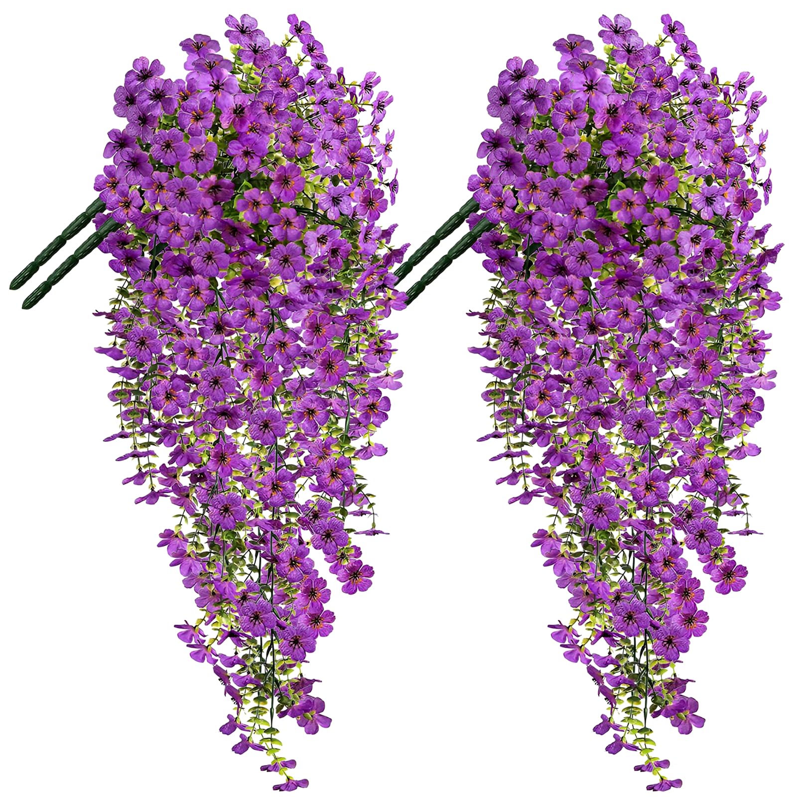 chenyu 4Pcs Artificial Flowers Outdoor Purple Artificial Hanging Plants