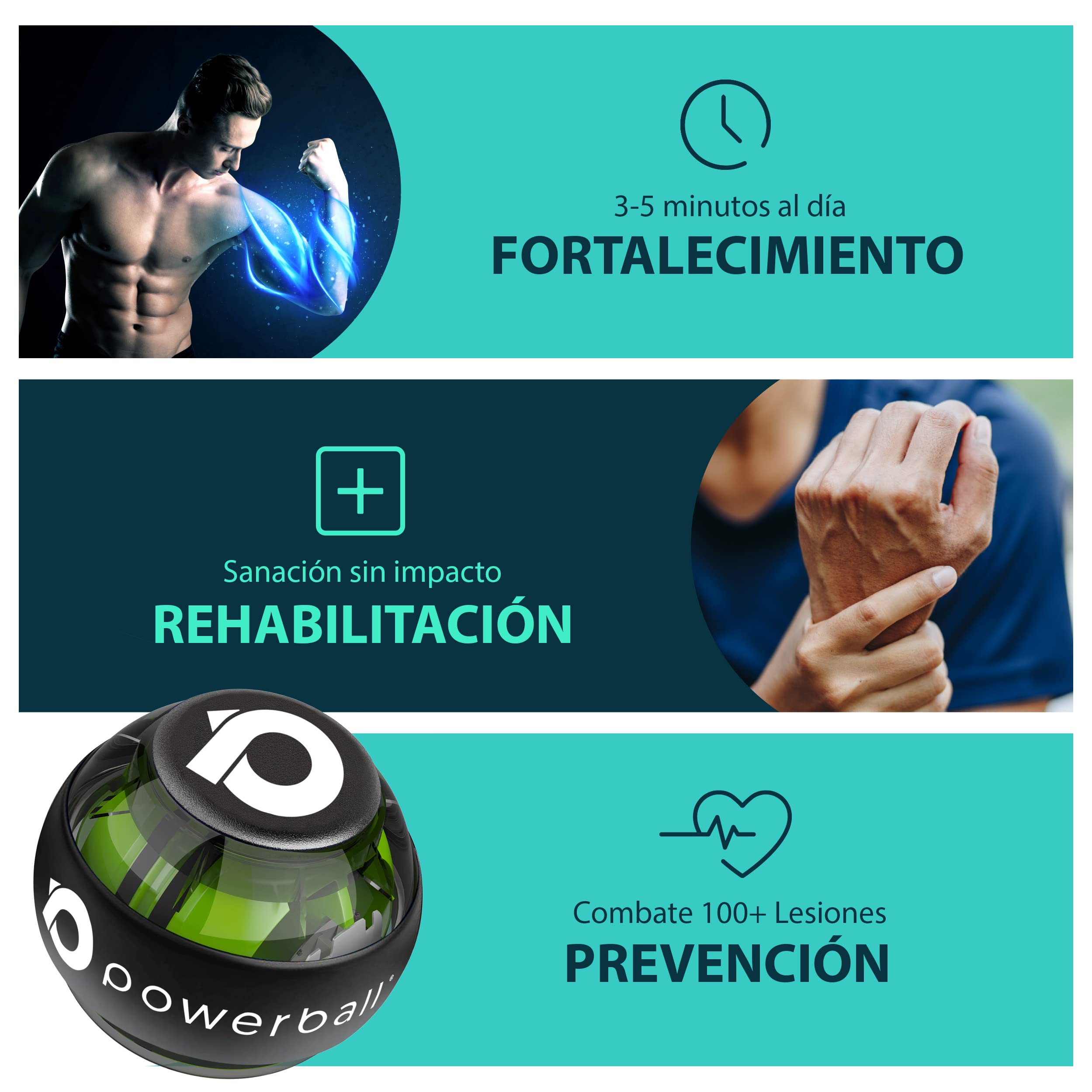 Powerball NSD 280Hz Autostart Ejercitador de Brazo, y Fortalecedor de Antebrazos, Mano y Muñeca, Negro