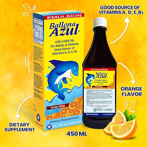 Miniatura 3 de Ballena Azul Aceite de Hígado de Bacalao para Adultos y Niños, Aceite de Hígado de Bacalao para Adultos y Niños, Buena Fuente de Vitaminas A, D, E,