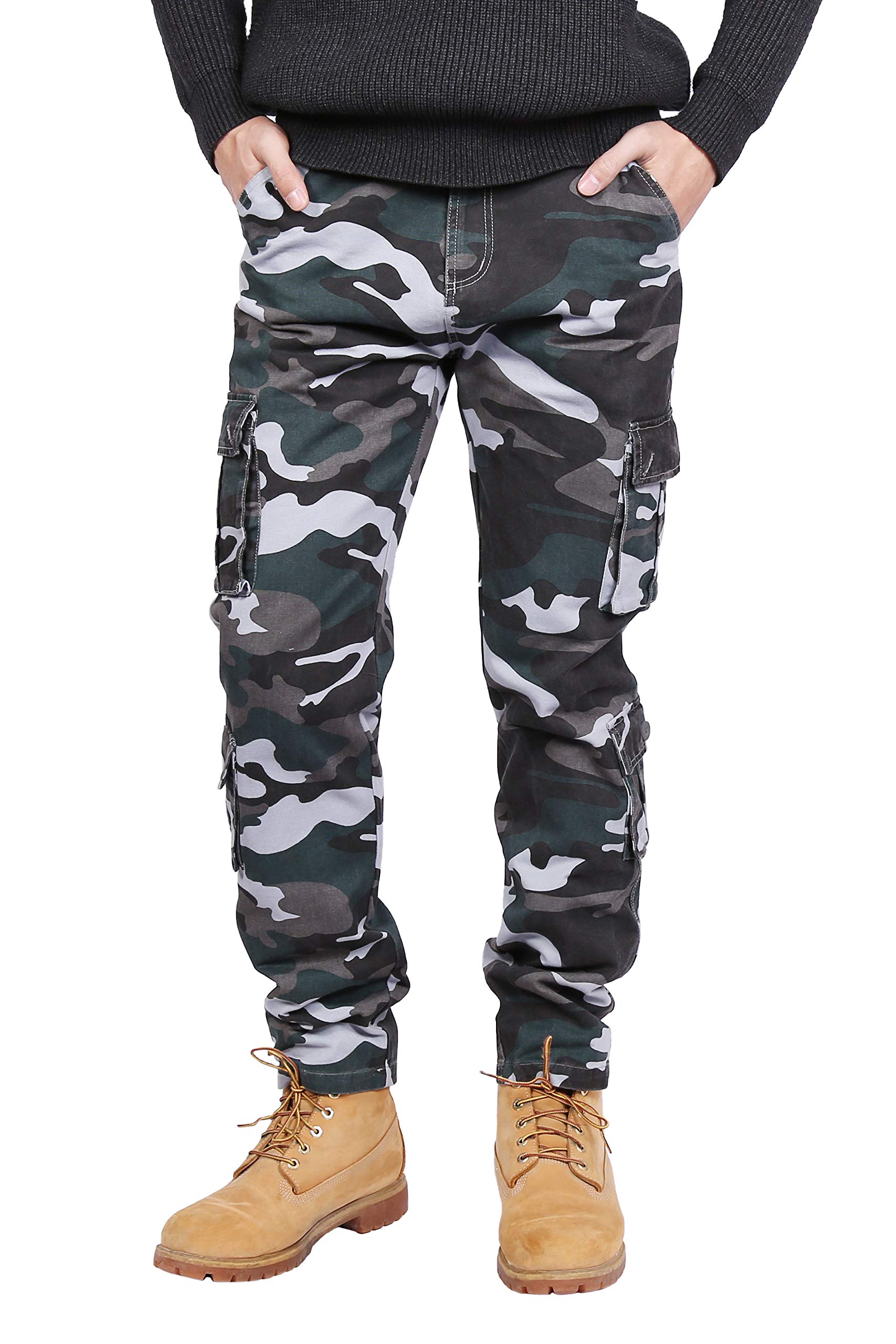 Mens Cargo Pants Casual Camo Military Multi Pocket Outdoor Work Pants