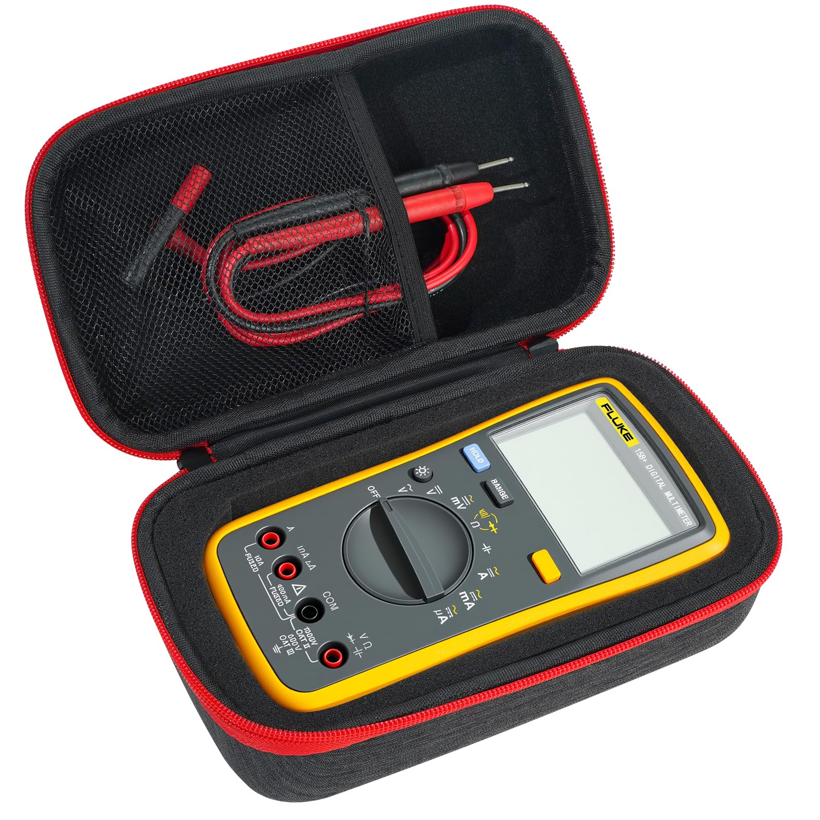 Hard Multimeter Carrying Case Compatible with Fluke, Klein, AstroAI, Kaiweets, Aneng, Portable Bag with Handle for Most Multimeters (Red Zip)