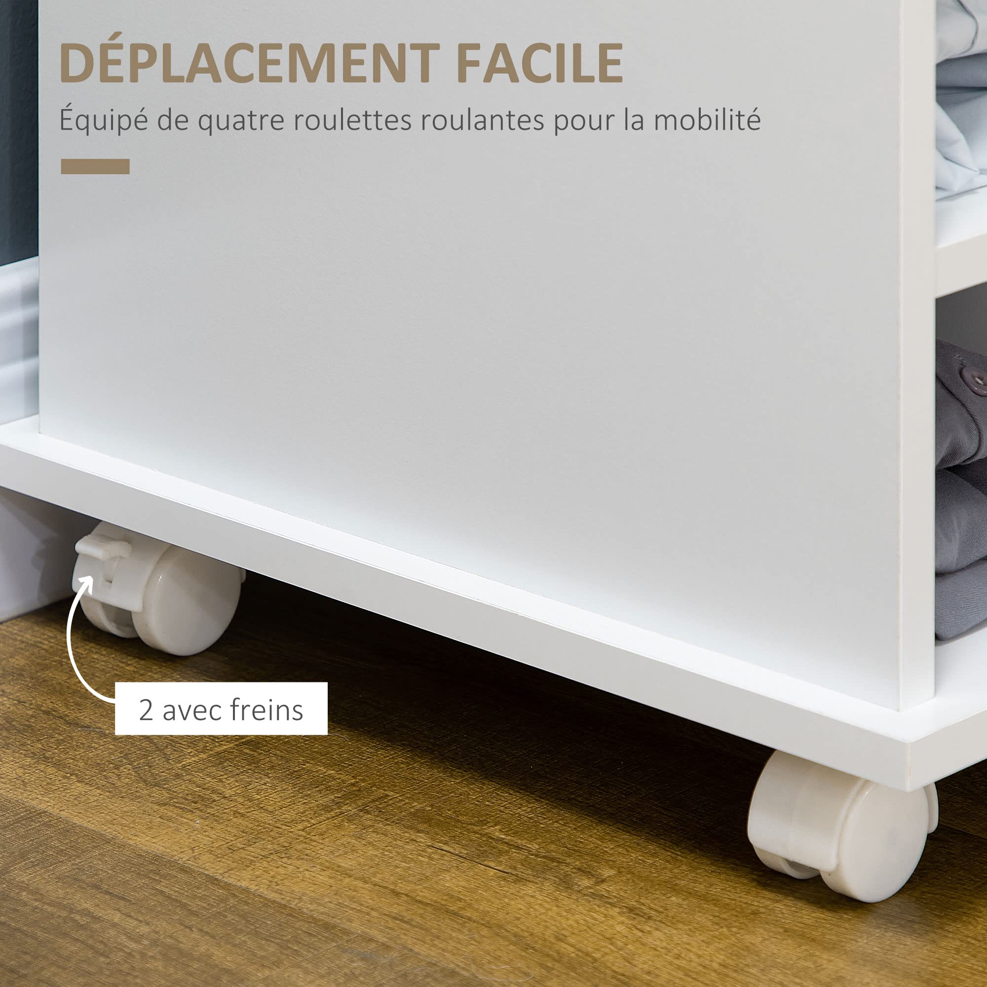 HOMCOM Desserte de Cuisine sur roulettes dim. 75L x 39,5l x 88H cm