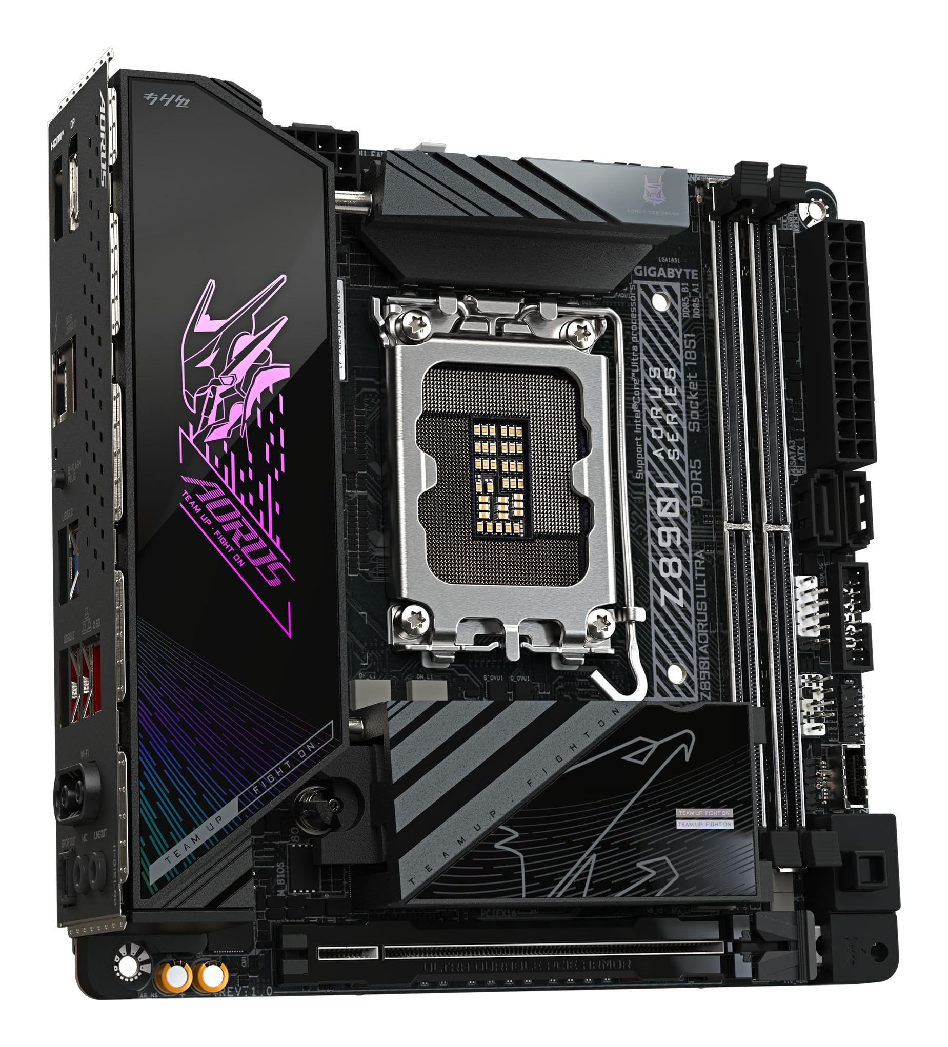 GIGABYTE Scheda madre Z890I AORUS ULTRA - Supporta CPU Intel Core Ultra (Serie 2), 8+1+2 fasi VRM, fino a 8800MHz DDR5 (OC), 1xPCIe 5.0 + 1xPCIe 4.0, Wi-Fi 7, LAN 2.5GbE, Thunderbolt 4
