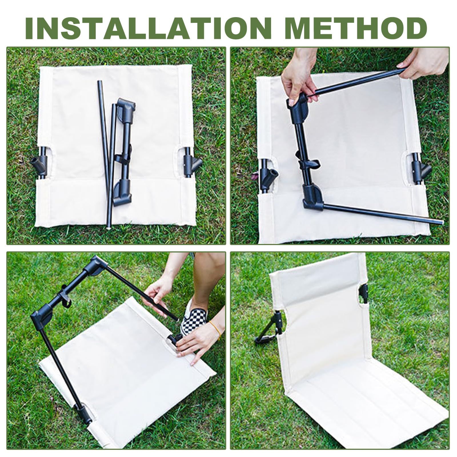 Sillón de playa con respaldo, cojín plegable para silla de suelo, cojín de asiento para exteriores, cojín de estadio, portátil, silla de meditación, playa, cojín plegable, portátil, para pícnic