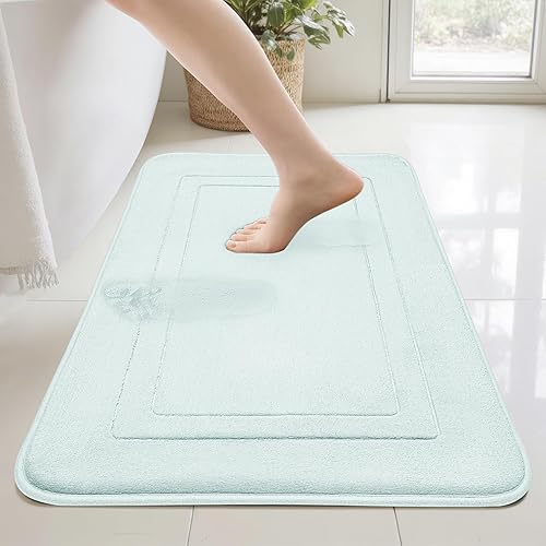Miniatura 25 de Cupic Cupid Tapete de baño de espuma viscoelástica súper suave, tapete de baño negro antideslizante para suelo de baño, alfombras lavables a máquina