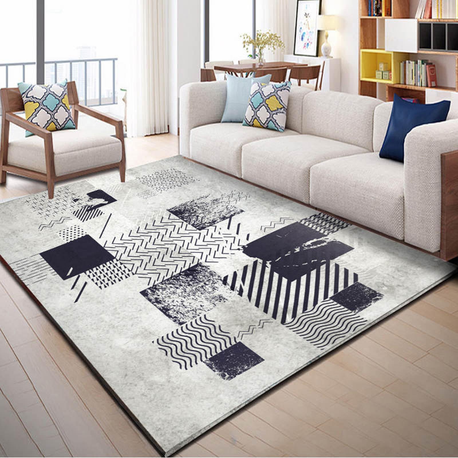 Teppich Wohnzimmer 160X230 Hellgrau Teppich Groß,Flauschiger Weich Teppiche,Waschbar rutschfest Carpet, Teppich Schlafzimmer,Esszimmer Oder Kinderzimmer Deko