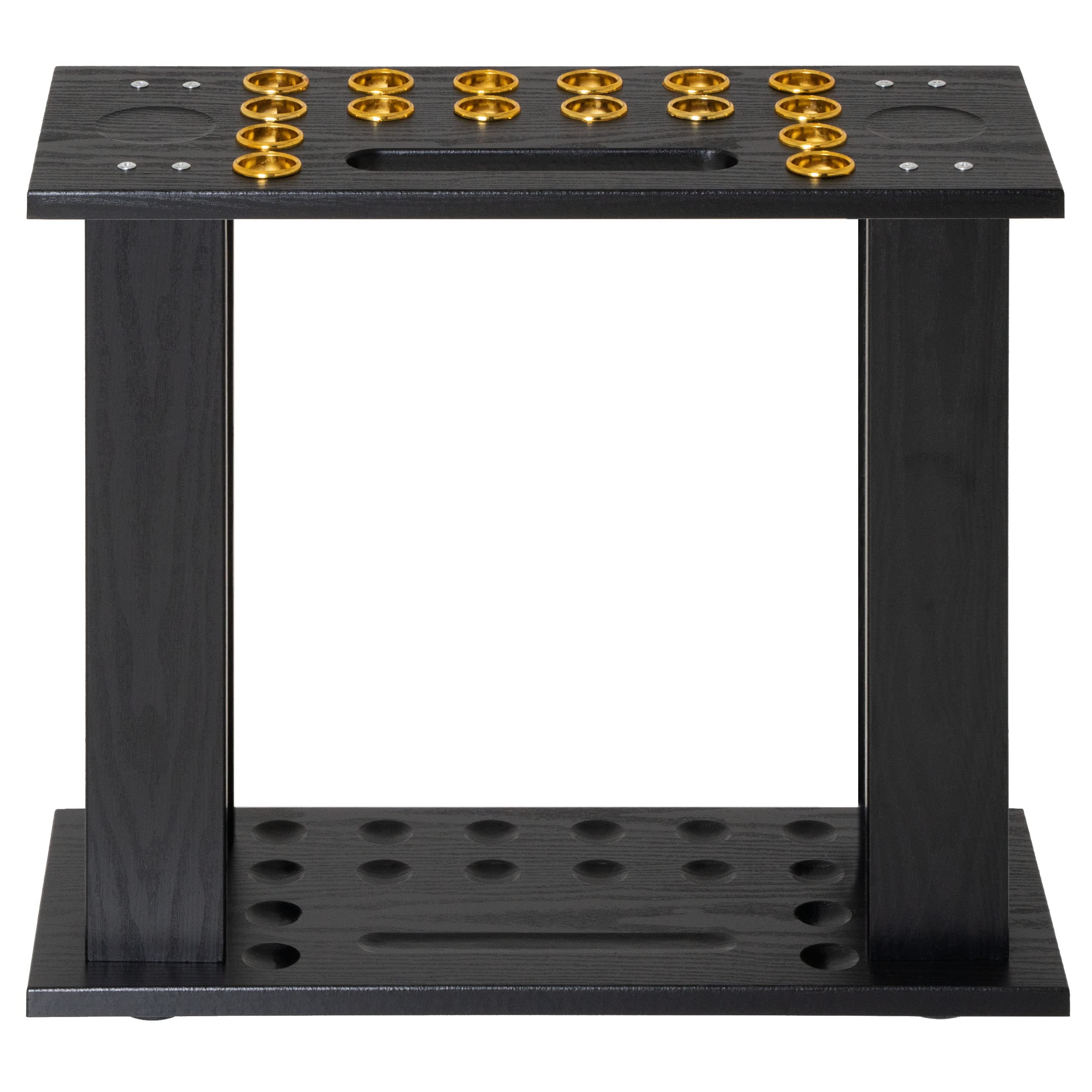 Nexos Trading Queueständer für 16 Cues Dreieck Billard Zubehör Snooker 60x55x25 cm Holz schwarz Billardqueue Halterung