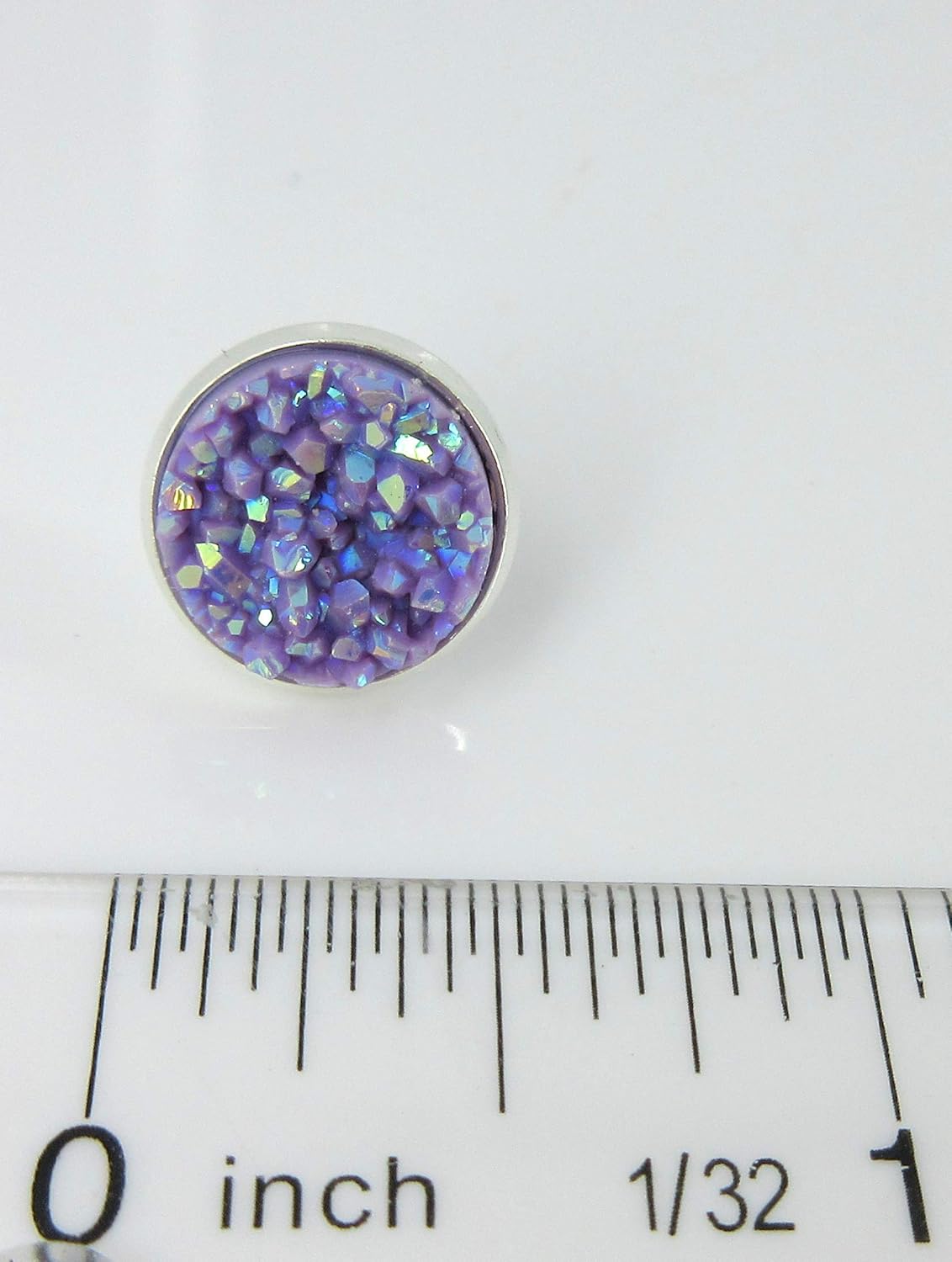 Silver-tone Solid AB Faux Druzy Stone Stud Earrings 12mm - Image 4